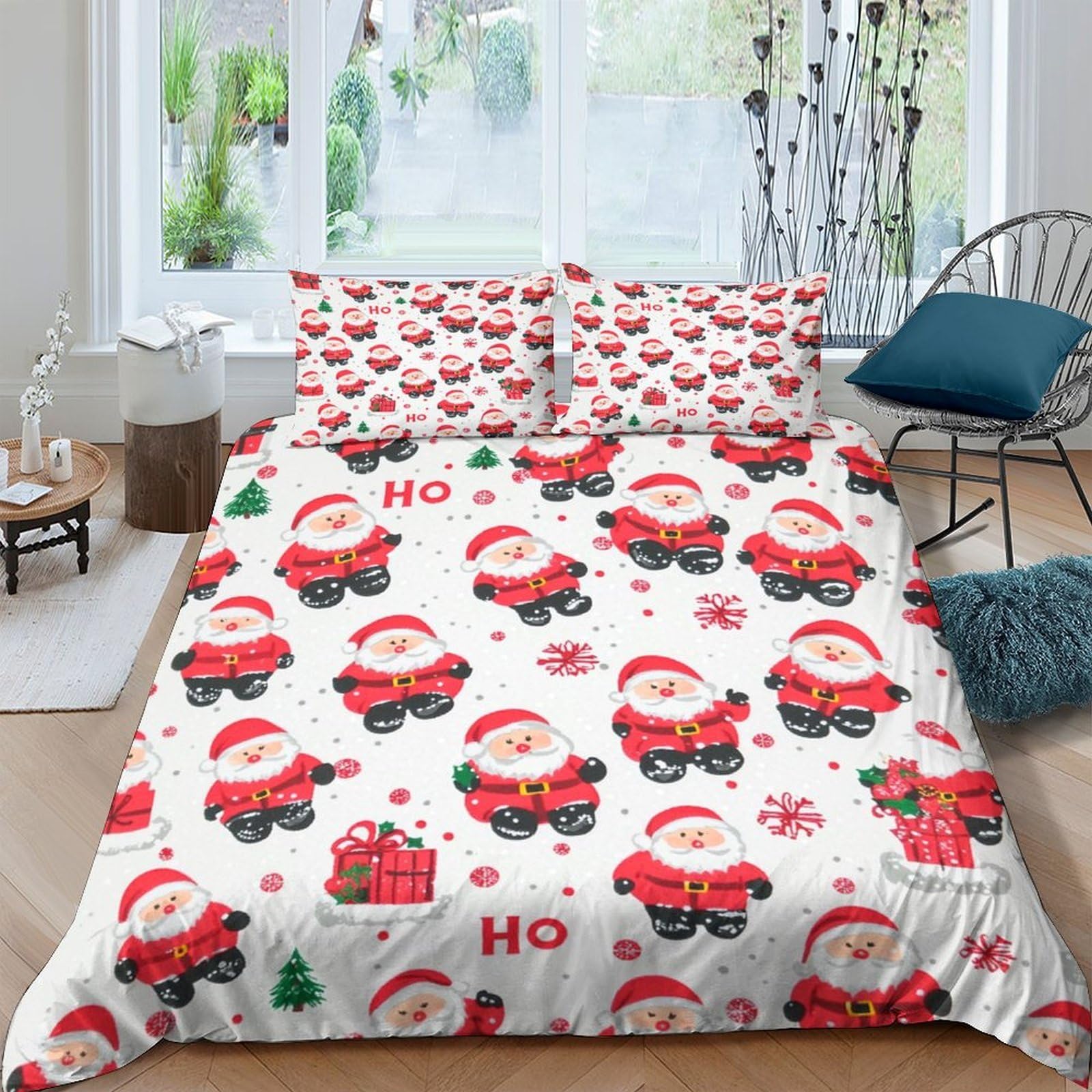 Ctjqhvkz Style-7 3D Printed Christmas Santa Fitted Sheet Microfiber Festive Gift Bed Cover For Bedroom Dorm Mattress Protection Single（135X200cm）