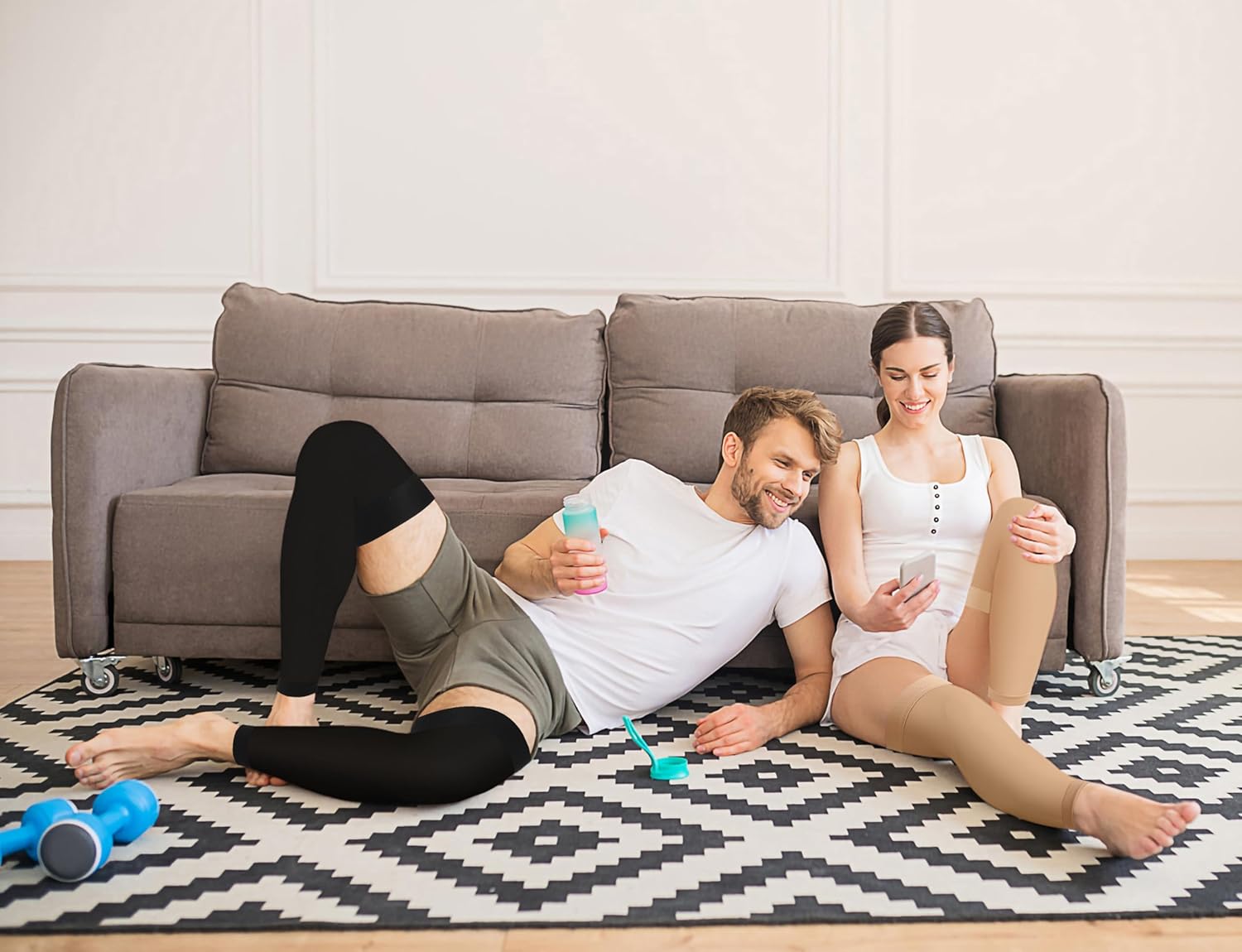 MGANG Thigh High Leg Sleeve 20-30 mmHg Graduated Compression with Grip Top, Medical Compression Stockings for Men and Women, with Varicose Veins, Lymphedema, Swelling & Venous Insufficiency, Black L - Image 6