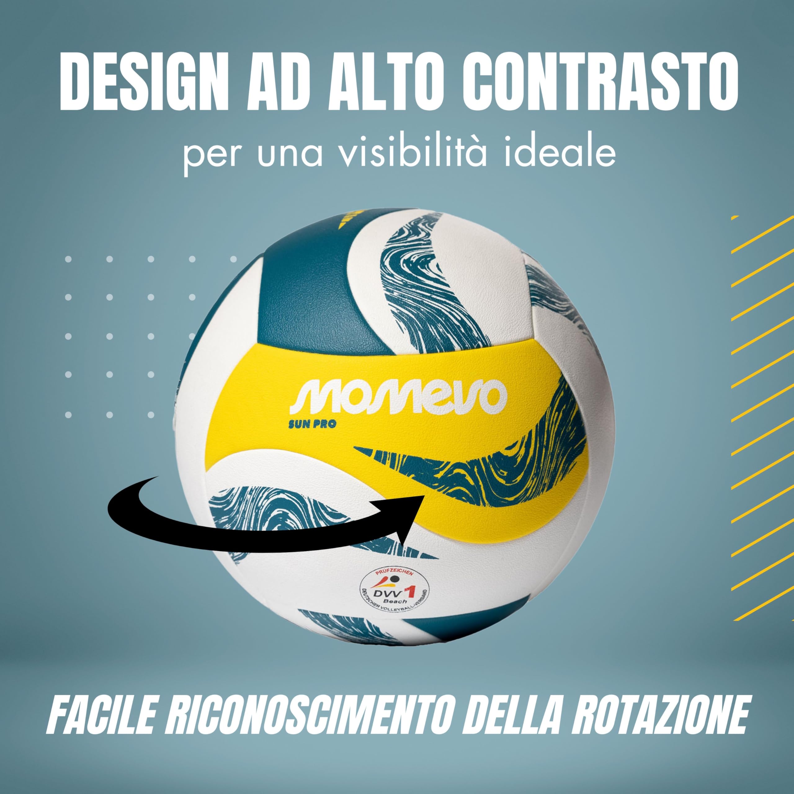 SunPro Pallone Pallavolo - Pallone Beach Volley Ufficiale, Confermato DVV, Misura 5, Superficie in Morbida Microfibra PU – per Spiaggia e Sport all’Aperto, Idea Regalo