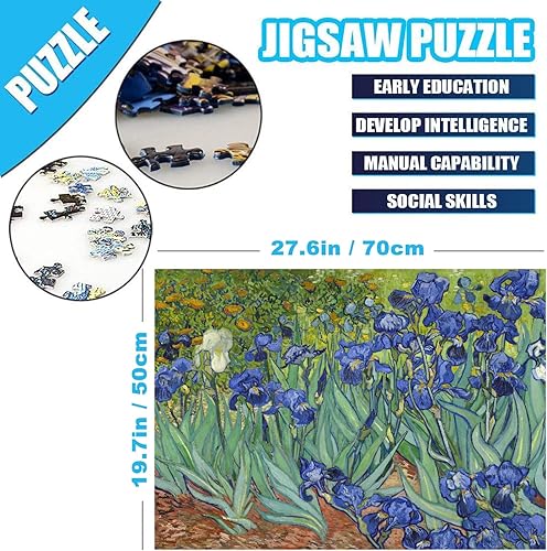 Miniatura 4 de Vincent Van Gogh - Rompecabezas de 1000 piezas para adultos, rompecabezas de 27.56 x 19.69 pulgadas para adultos, juguete educativo de Van Gogh,