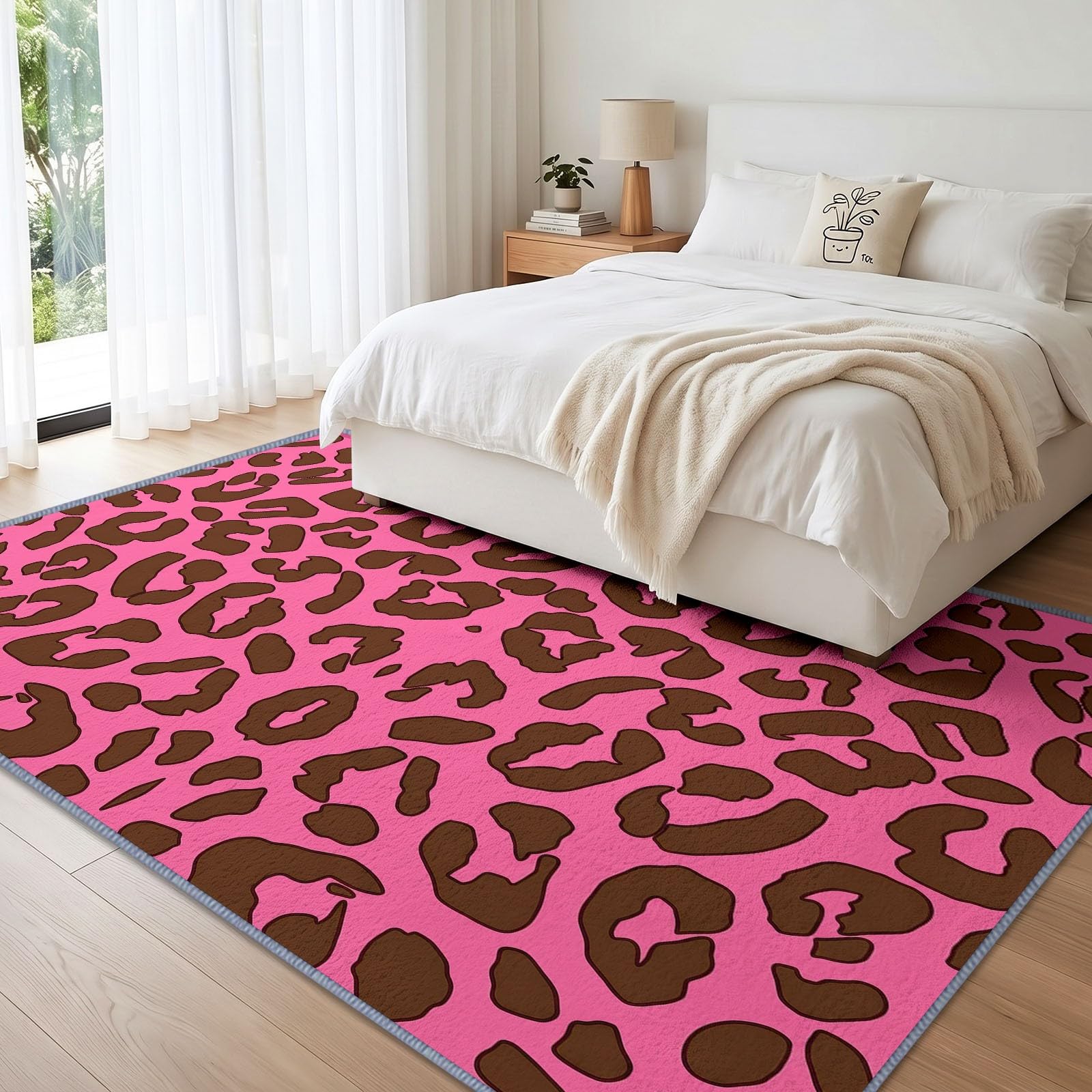 Générique Lavable en Machine Tapis Salon 120x170 cm, Imprimé Léopard Antidérapant à Poil Ras Tapis, Or Rose Mode Abstrait Écologique pour Salle à Manger Couloir Chambre Bureau