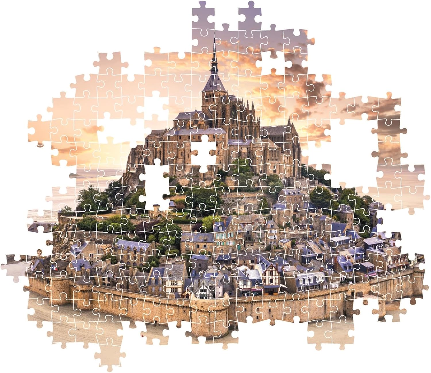 Clementoni - 31730 Jigsaw Puzzle 1500 Pieces for Adults and Teenagers, Collection, Monte Saint-Michel Theme, with Poster Included, Compact Box, Gift Idea for Men and Women, Made in Italy, 84.5 x 59.4