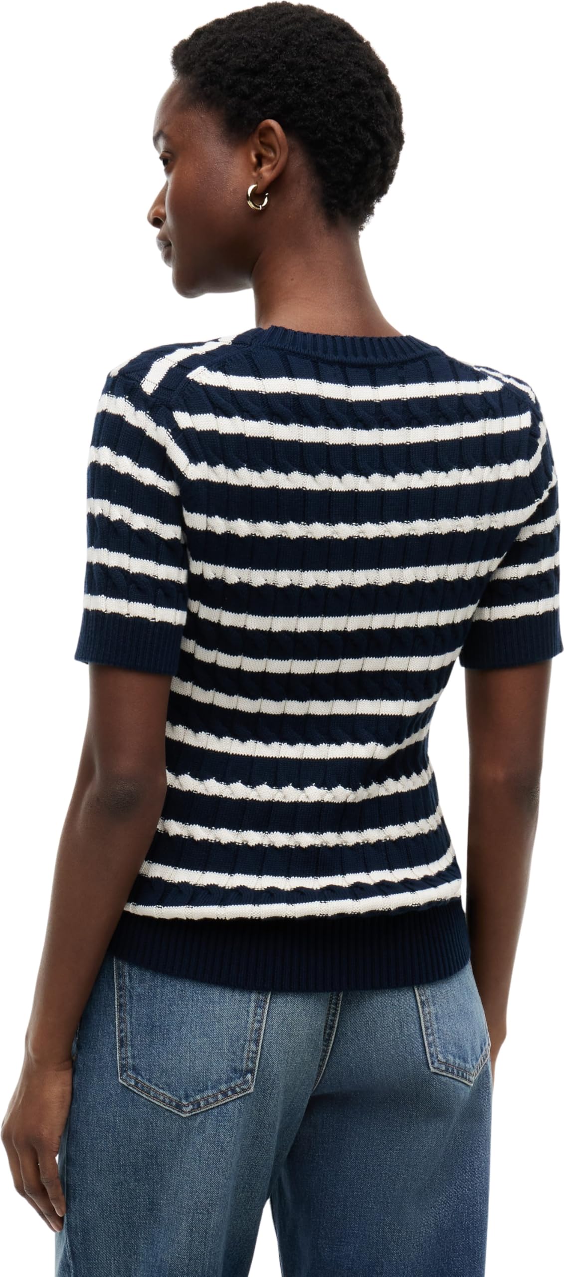 Tommy Hilfiger Swetry damskie, Niebieski (Dark Night Navy/Ivory Petal Stp), S