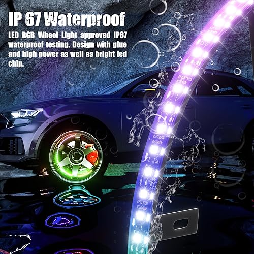 Miniatura 31 de SUNPIE Luces de rueda para camión de color de ensueño para automóviles con gran angular para SUV con llanta de neumáticos de 17 pulgadas y 18