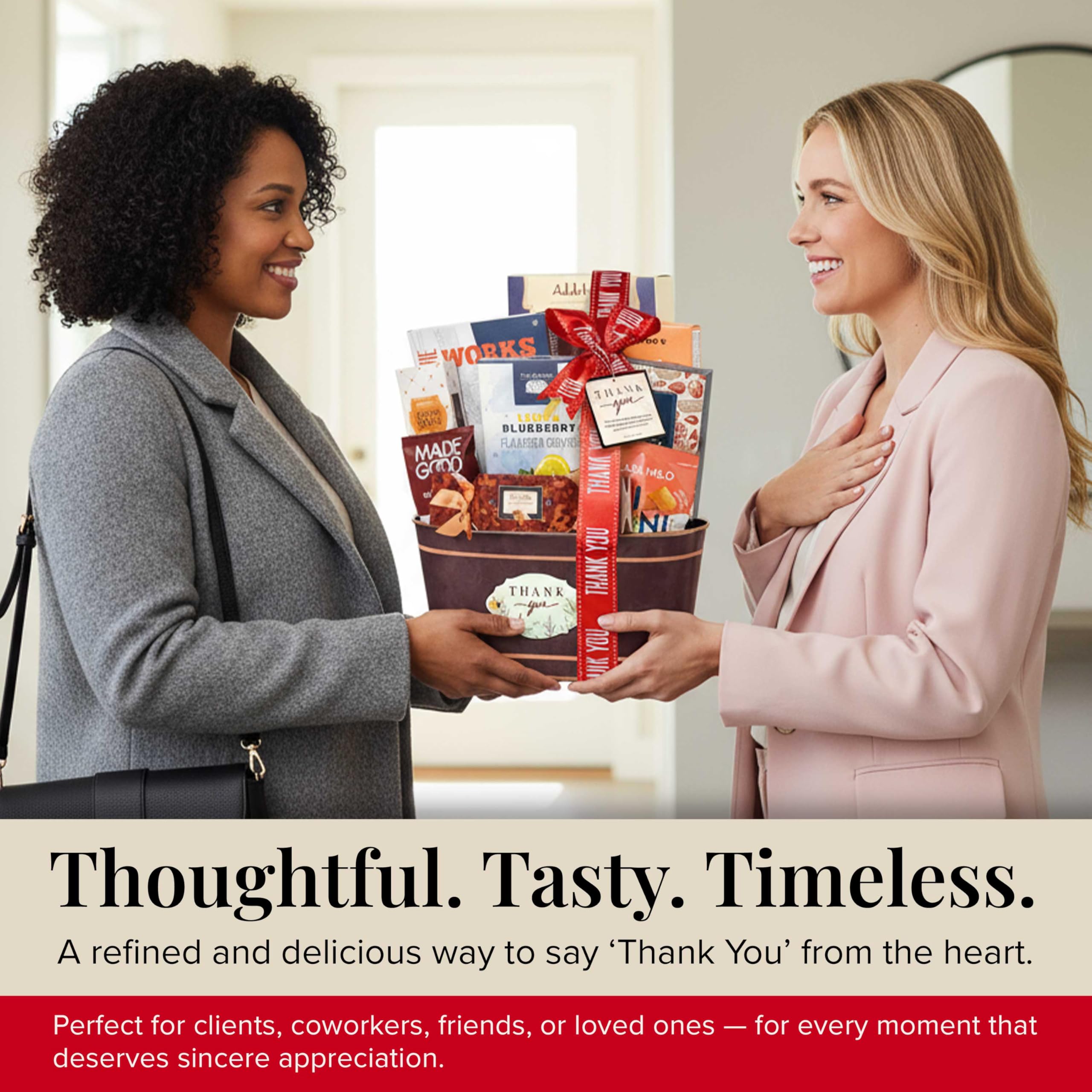Broadway Basketeers Thank You Gift Basket Send Your Appreciation with This Beautiful Display Basket. Enjoy the Large Assortment of Sweets and Savory Treats, Perfect for Mom Dad Friends