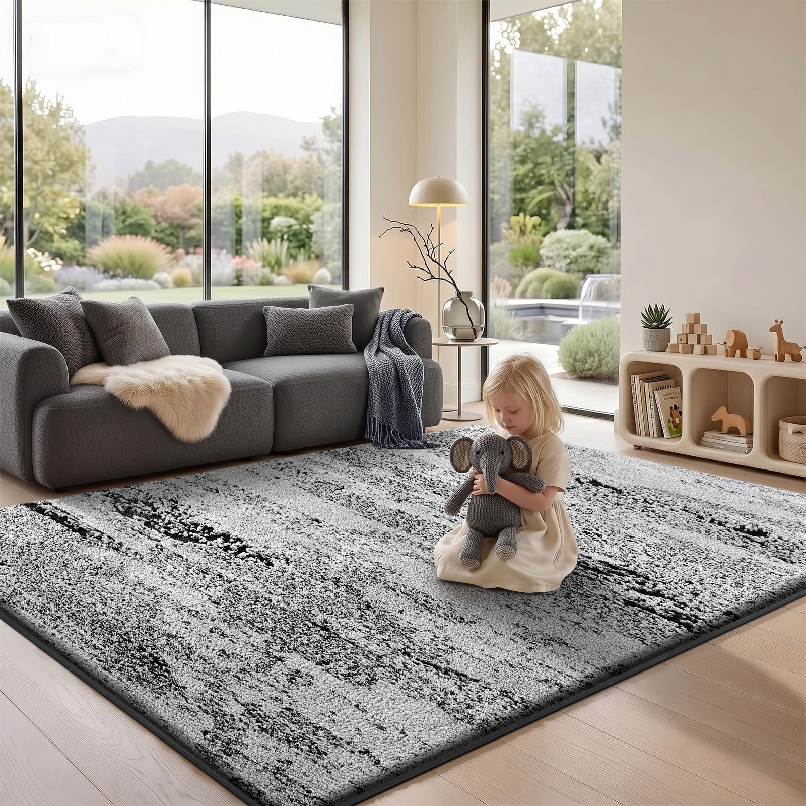 Sour Lemon Tapis de Salon Abstrait Moderne Antidérapant, Poils Hauts et Bas