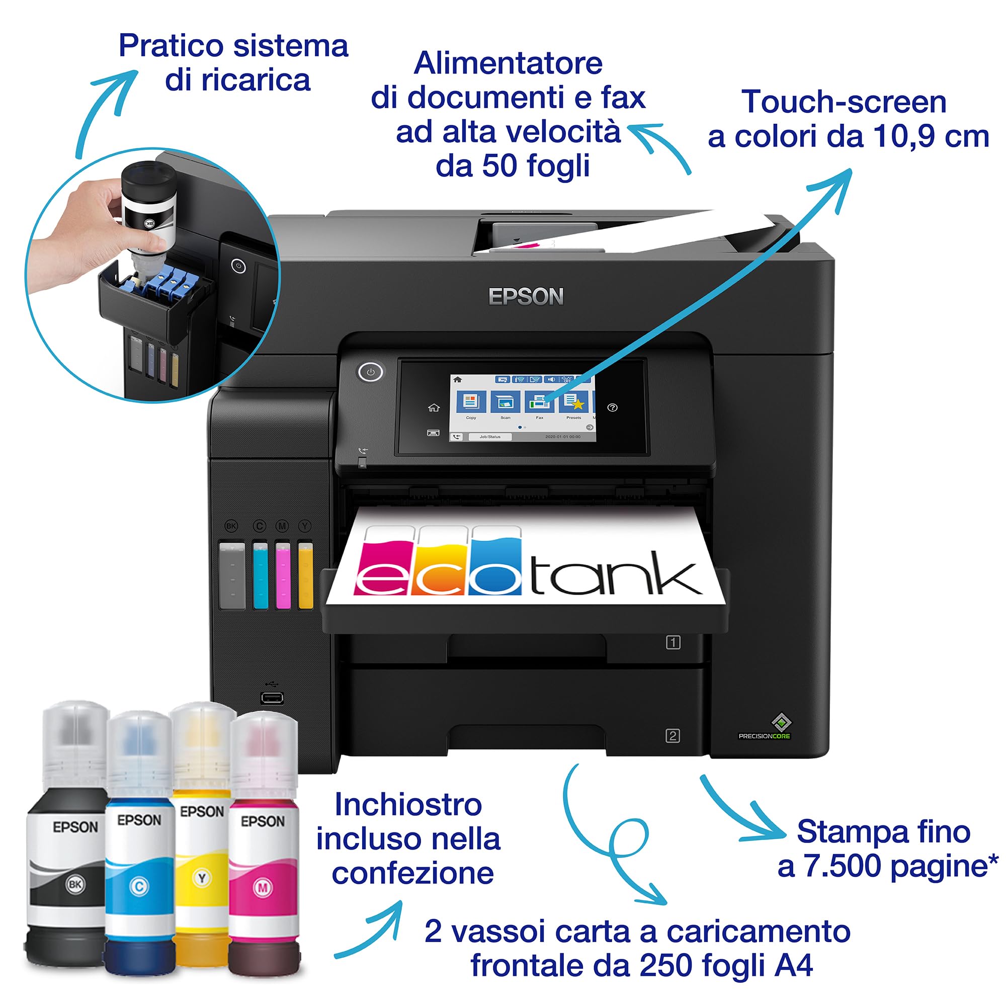 Epson EcoTank ET-16605 Stampante multifunzione A3+ Wi-Fi con serbatoi di inchiostro ricaricabili e fax