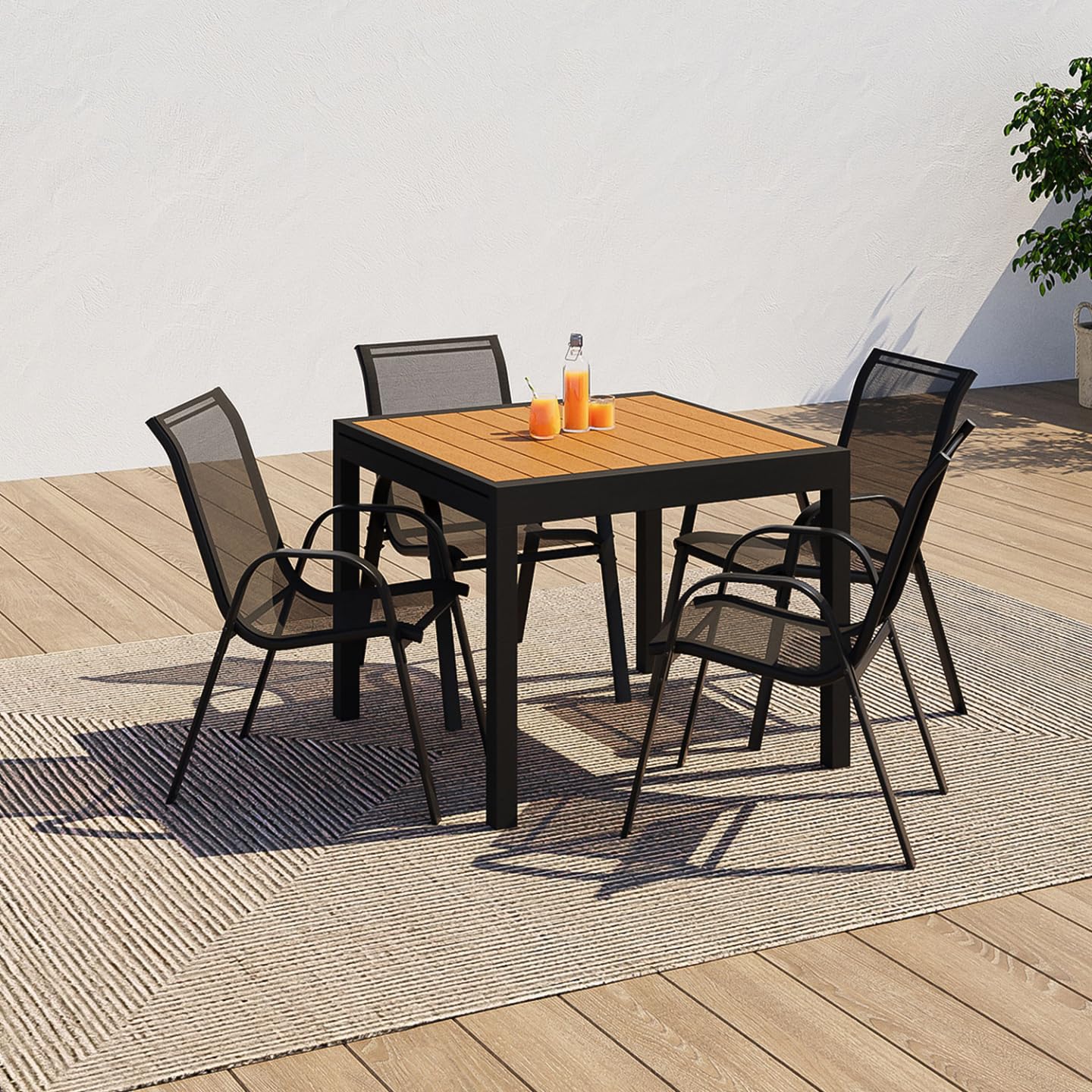 IDMarket - Salon de Jardin Poly Table Extensible 90-180 cm et 8 chaises