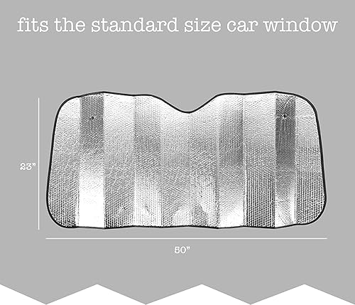 Miniatura 2 de Zone Tech - Parasol plegable para automóvil, diseño de acordeón metálico reflectante de calidad prémium (paquete de 2)