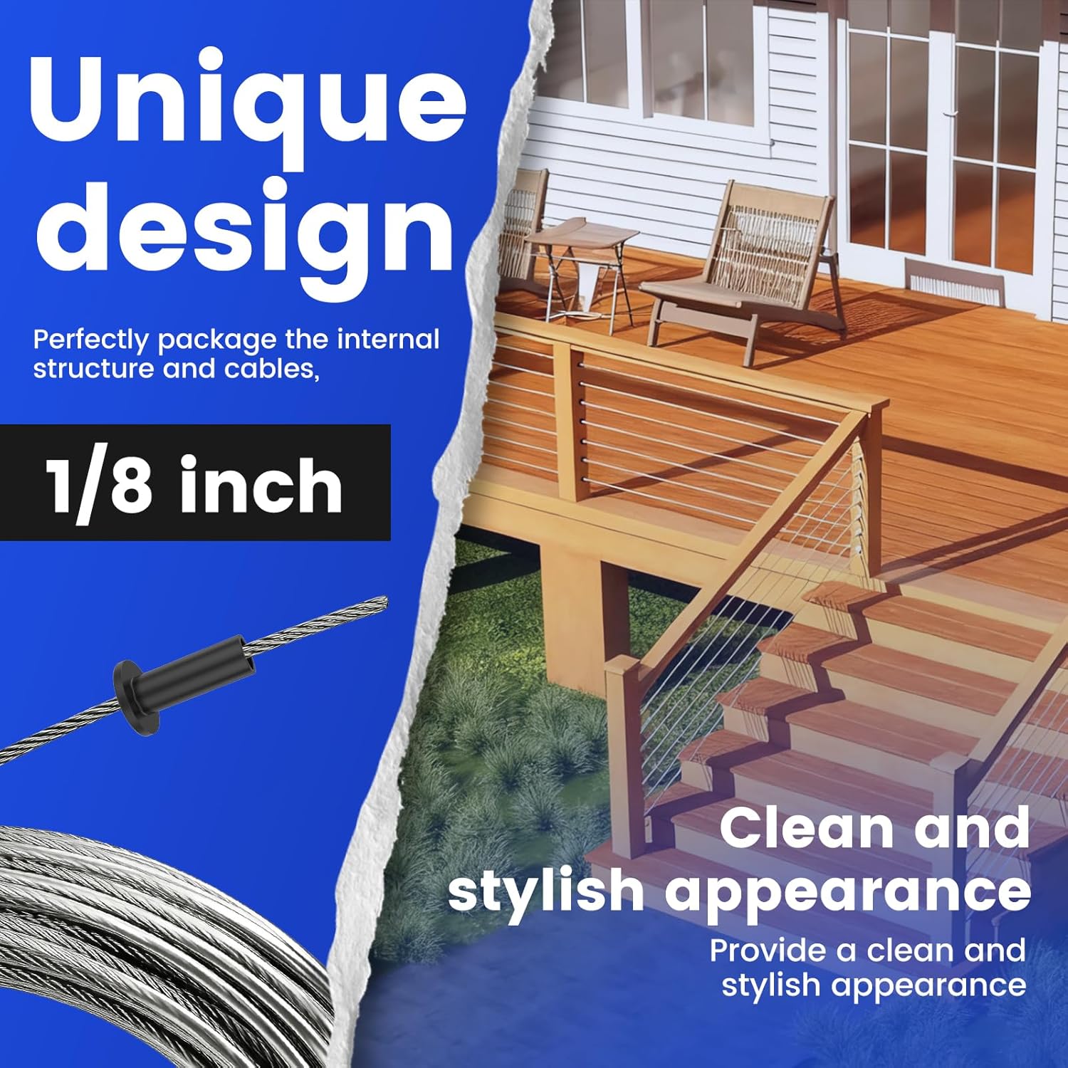 240 Pack Stainless Steel Protector Sleeves for 1/8" Deck Cable Railing, for Wood/Composite Posts, T316 Marine Grade, Black Cable Railing Protector Sleeves