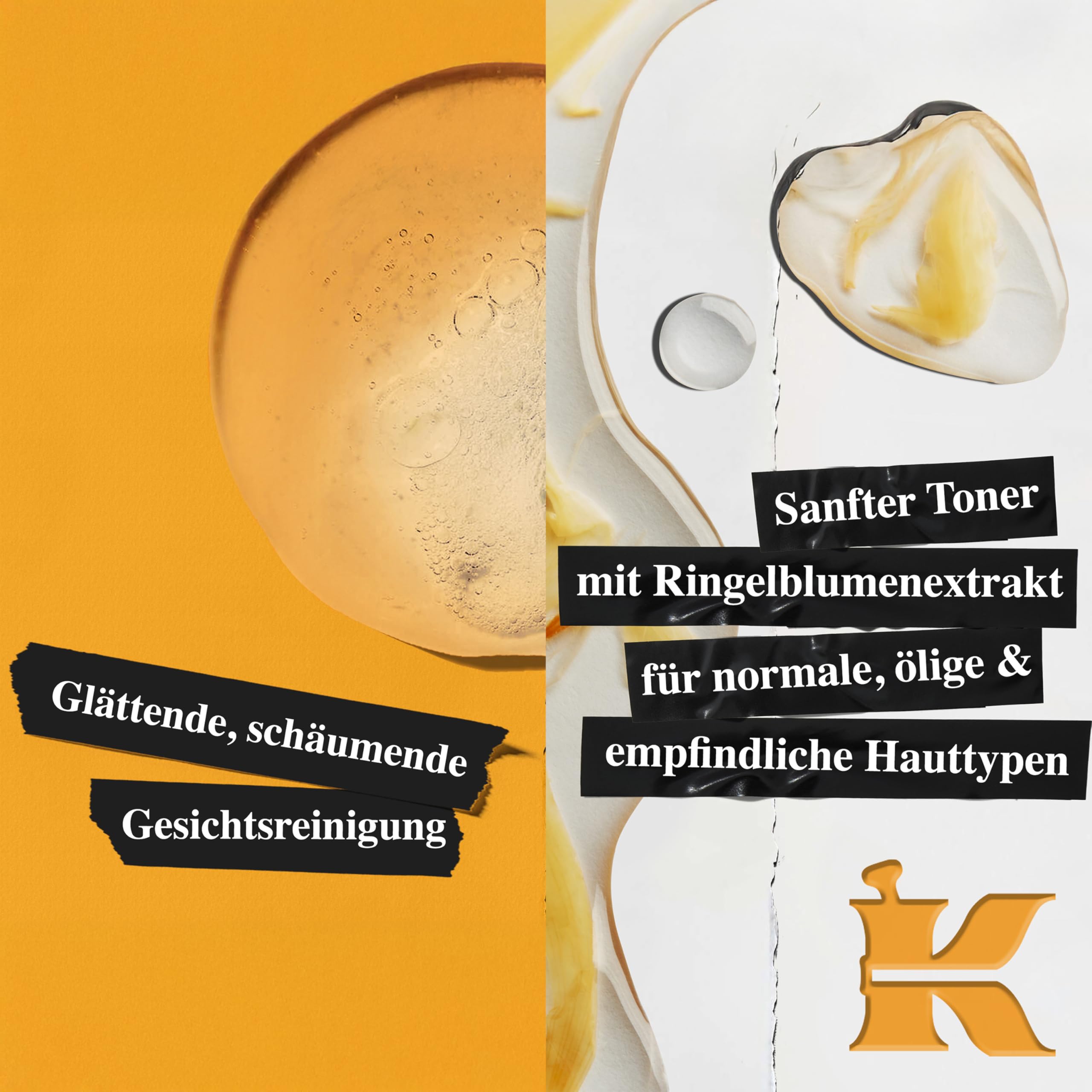 KIEHL'S Calendula Herbal Extract Toner, 250ml + Calendula Foaming Wash, 230 ml, alkoholfreies Gesichtswasser auf Basis von Ringelblumen, mildes Gesichtswaschgel mit Ringelblumen-Extrakt für empfindlic