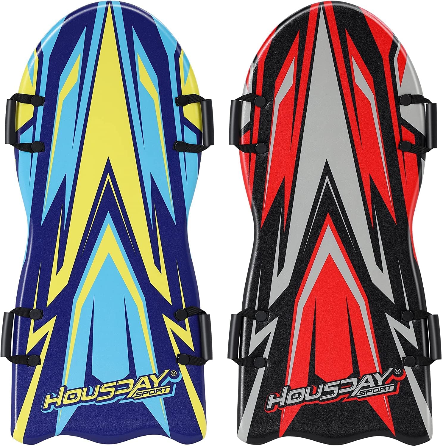 Buy 2 Pack 49" Large Foam Snow Tube Sledge for 12 Riders Toboggan Sled