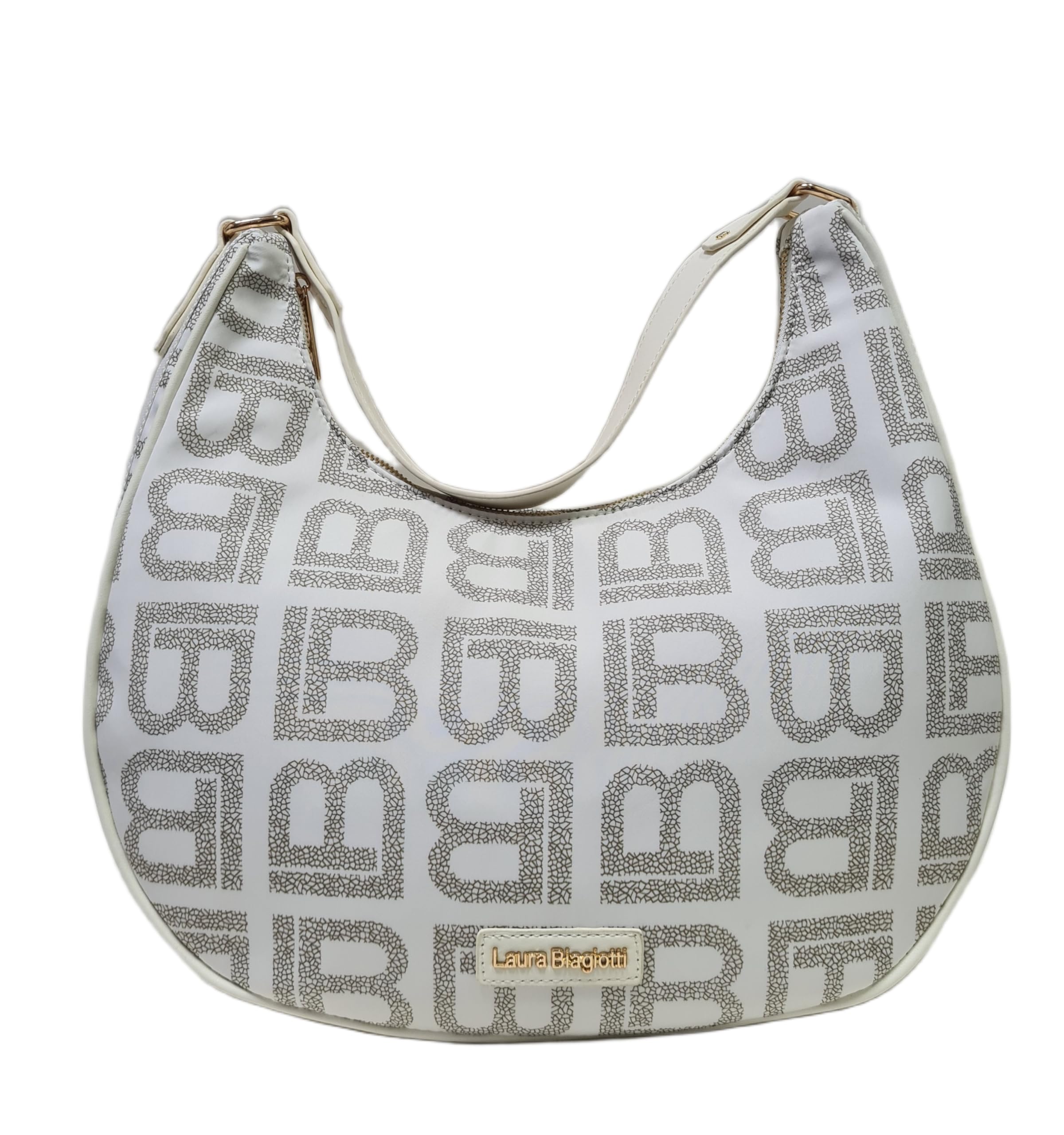 Laura Biagiotti Borsa a Spalla e Tracolla Donna Linea Dimension, Nylon Impermeabile, Logo LB, Riporti in Pelle Sintetica e Nastro Dimensioni 37x36x12 CM Art. LB26S-108-2 | Leggera