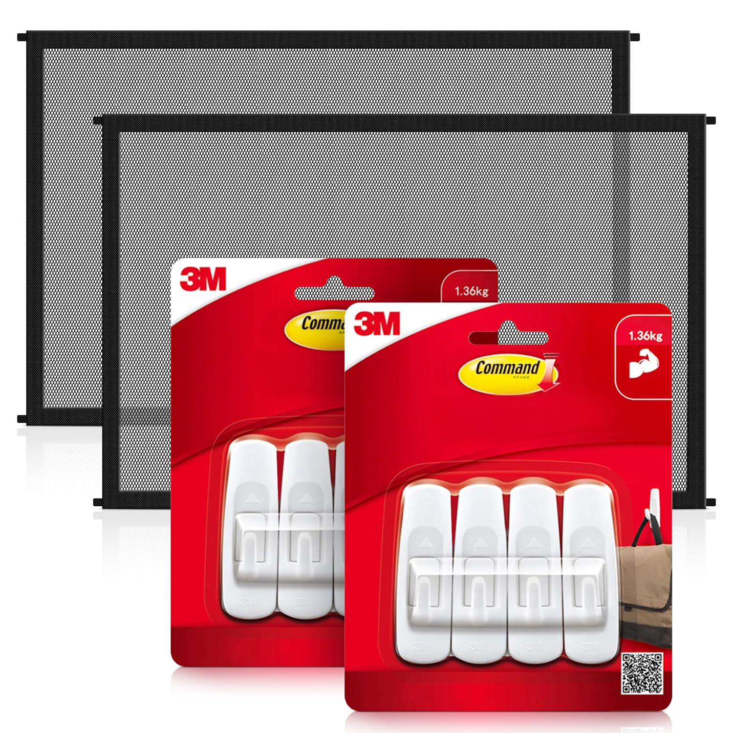 eXuby 2-Pack Dog Gate for Stairs & Doors w/ 3M Command Hooks - Built with Extra Strong Materials - Easy to Install & Remove - Easy to Collapse - No Drilling Required - 4 Rods for Max Customization