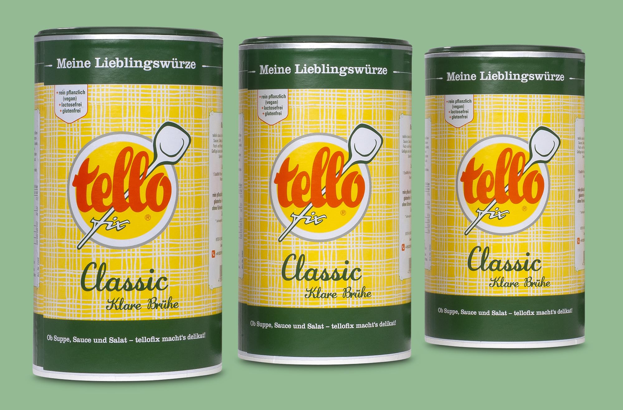 tellofix Classic Klare Brühe 3x900g, Gemüse Brühe, Universal-Würzmittel, kalorienarm, glutenfrei, lactosefrei, vegan