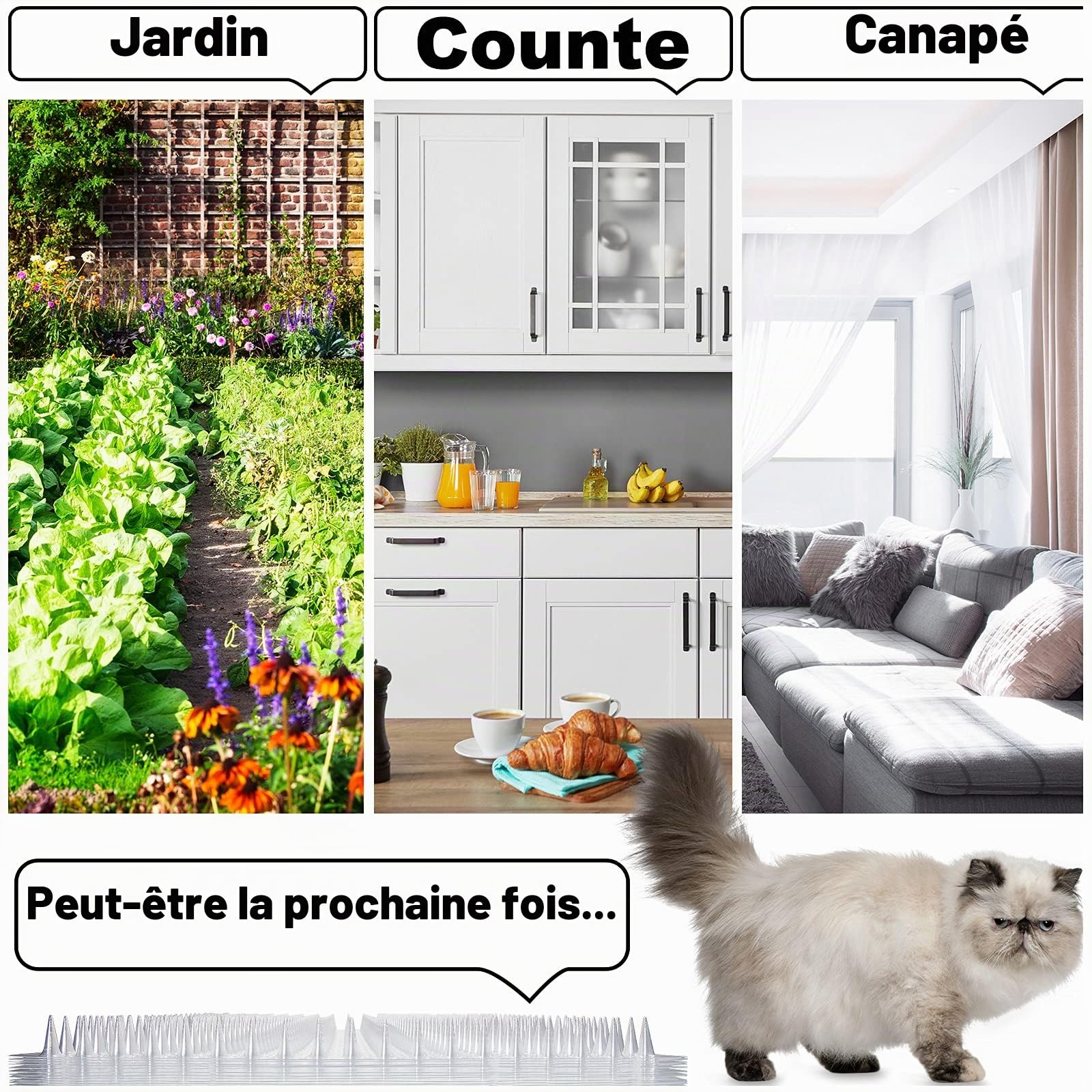12 Pièces Tapis d'Extérieur Répulsif pour Chats Chats Chiens Tapis en Plastique avec des Pointes Tapis pour Animaux de Compagnie Dissuasif à Pointes Transparentes pour Canapé Fenêtre Jardin