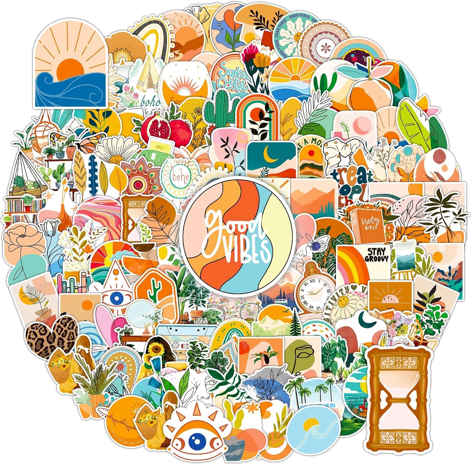 Titu Ki Baatein 50 Pcs Boho Stickers for Water Bottles, Waterproof Vinyl Stickers Cute Stickers for Laptop Phone Journaling Scrapbook, Aesthetic Stickers for Adults Teens Kids Women