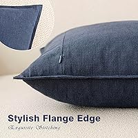 Vista 116 de Foindtower Paquete de 2 fundas de almohada decorativas de lino y liso, funda de cojín decorativa suave, estilo bohemio campestre para silla, sofá