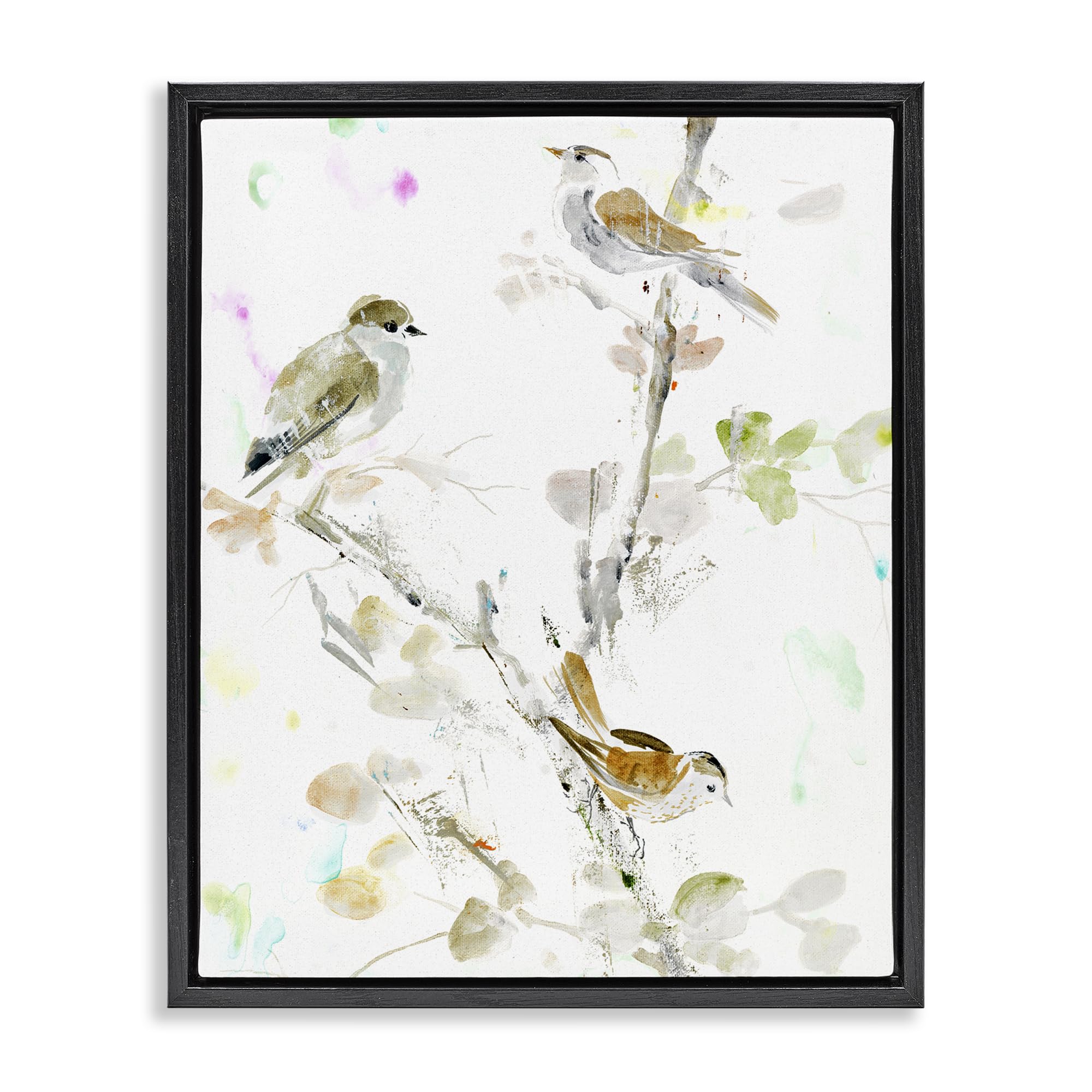 Stupell Industries 'Delicate Feathers Trio', Floating Frame Canvas Art, Black, 25 x 31 Inches, Easy to Hang and Sturdy, Made in USA, by Lorenzo Collective