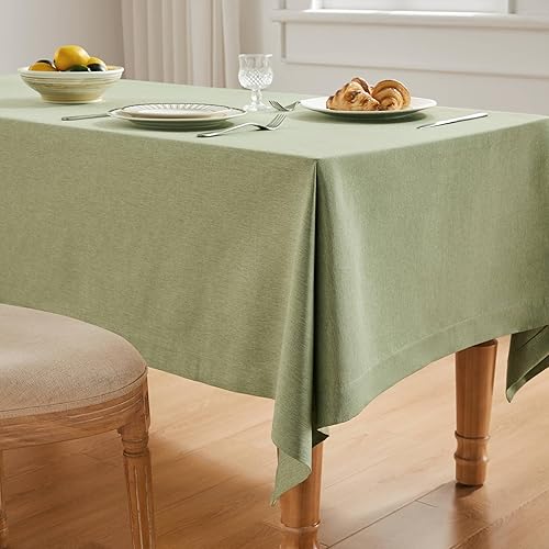 Miniatura 4 de ZeeMart Basic Green Table Cloth, Farmhouse Faux Linen Style Rectangle Tablecloths 60 x 104 Inch Sage Green, Wrinkle Resistant Washable Heavy Weight