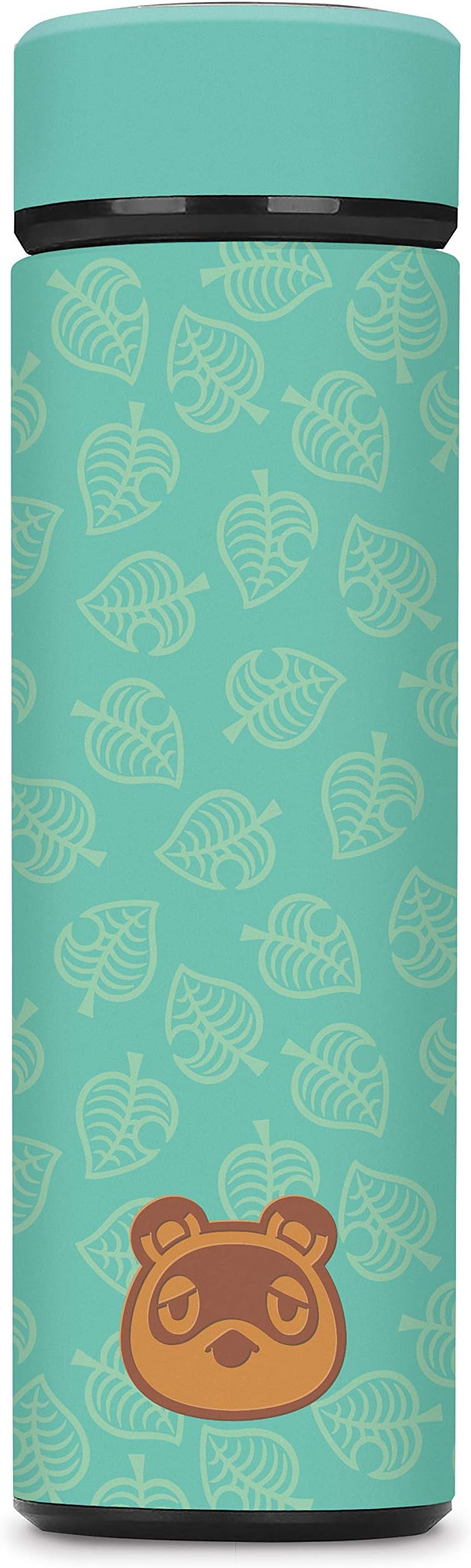 Animal Crossing: New Horizons - Teal Leaves Vacuum Insulated Stainless Steel Sport Water Bottle, Hot Cold, Double Wall, Simple Thermo Travel Mug, Hydro Metal Canteen, 17 oz, 500 ML