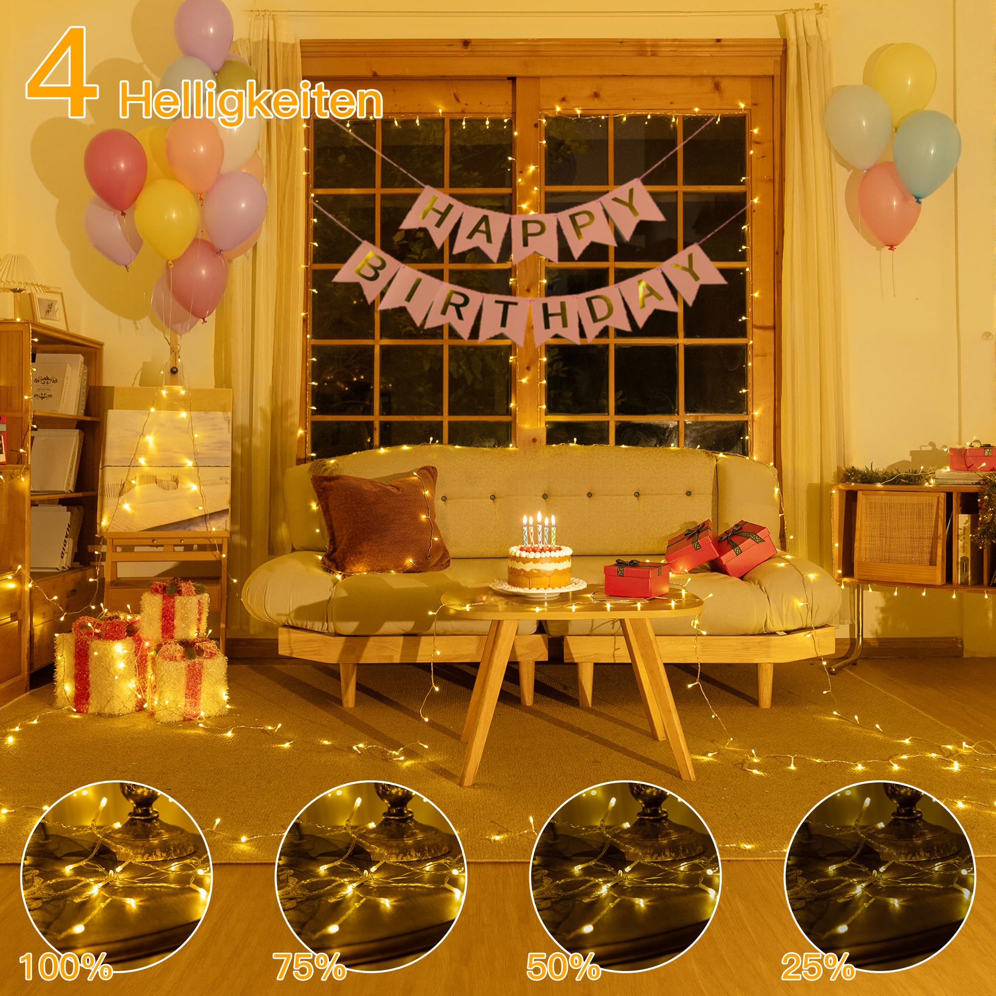 Ollny Lichterkette außen 100M 1000 LED, Lichterkette lang mit Fernbedienung 8 Modi Timer, IP44 wasserdicht Lichterkette outdoor für Party Hochzeit Ostern Garten Balkon(warmweiß)
