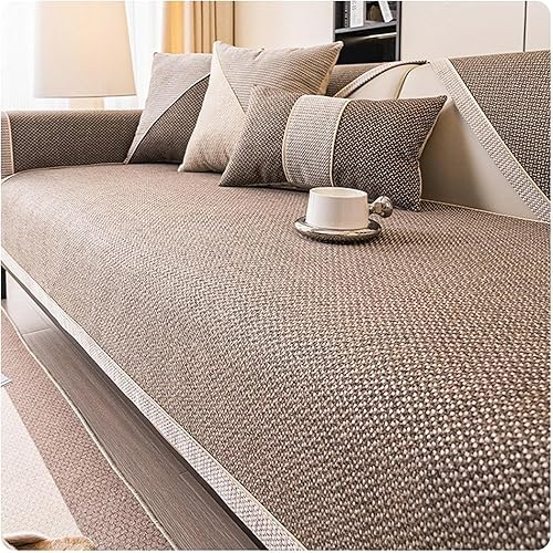 Funda de sofá de estilo vintage con agarre antideslizante, mezcla tejida de algodón y lino, multiusos para sofássillones, lavable a máquina, tamaño