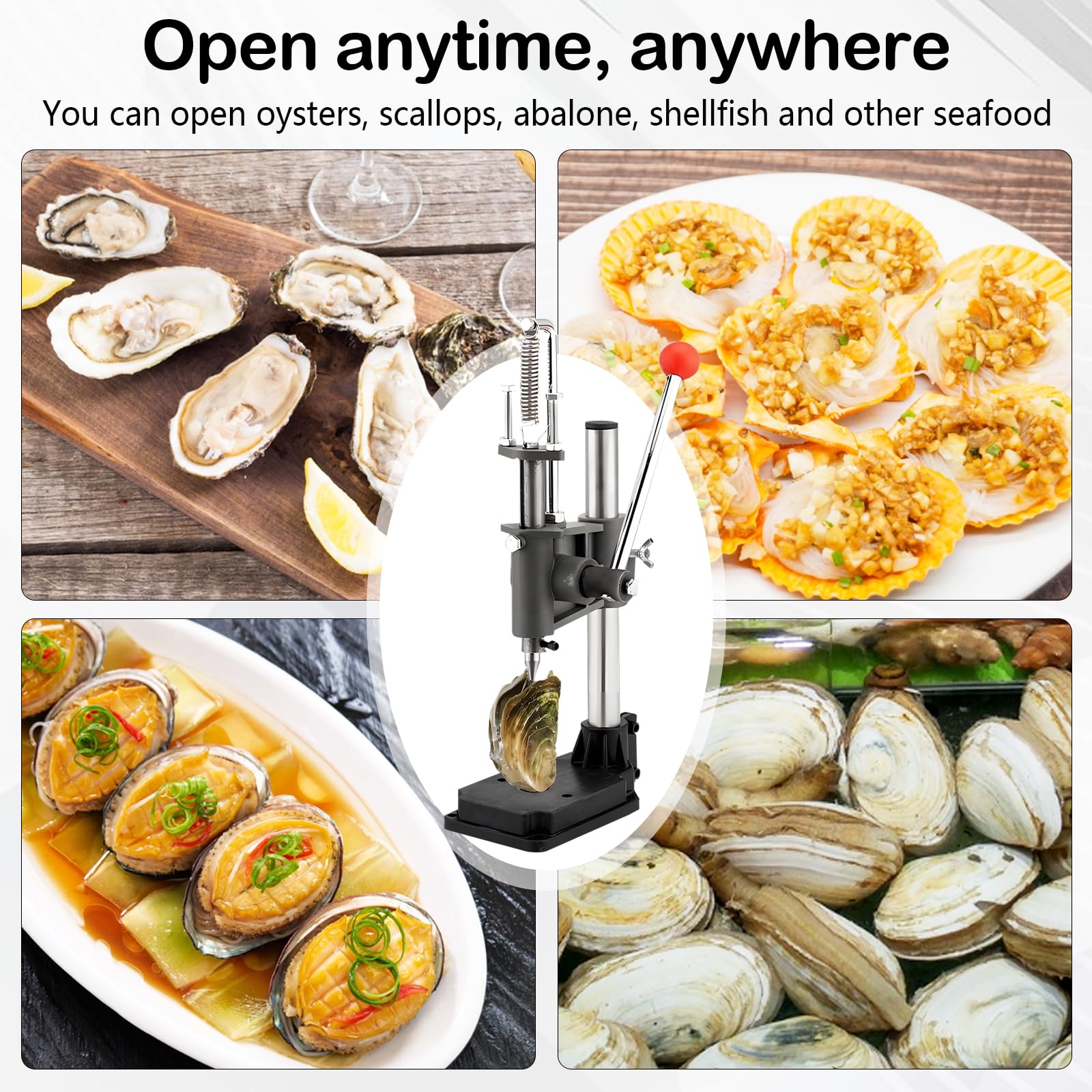Abridor Ostras, Cuchillo Ostra Juego de Herramientas para Abrir ostras de Acero Inoxidable, Abridor de ostras de Altura Ajustable Herramienta para Mariscos para Restaurantes y Hogares