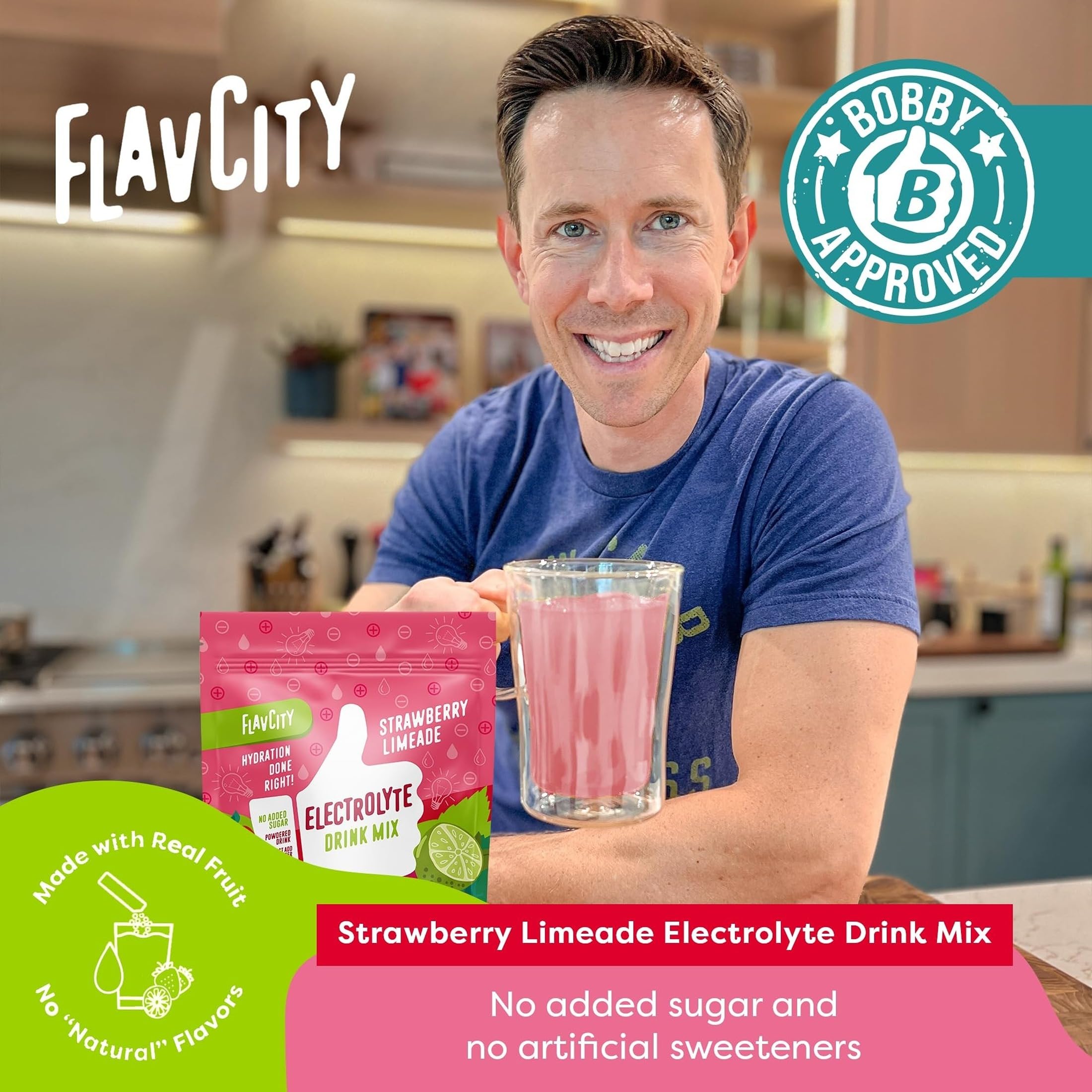 FlavCity Electrolyte Powder Packets, Strawberry Limeade, 28 Stick Packs — Amazon image 3