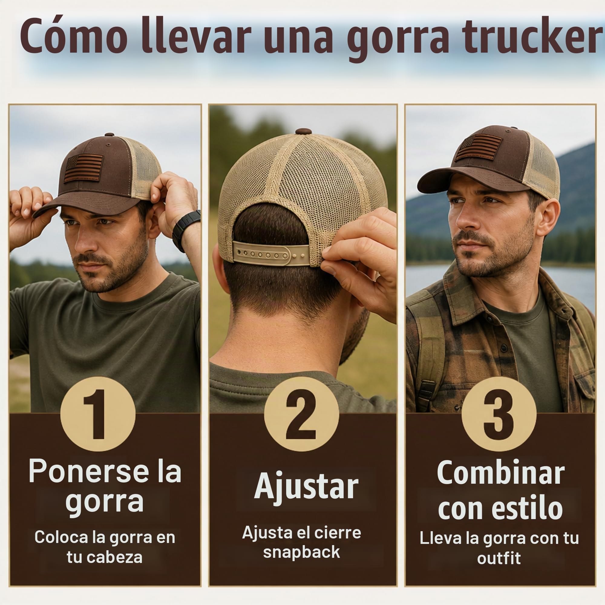 Gorra de camionero Flexfit Snapback: Bandera de Estados Unidos - Ejército Militar América Gorra al aire libre - Regalo para cazadores Gorra de béisbol Naturaleza Gorra Gorra de Malla Exterior Equipo