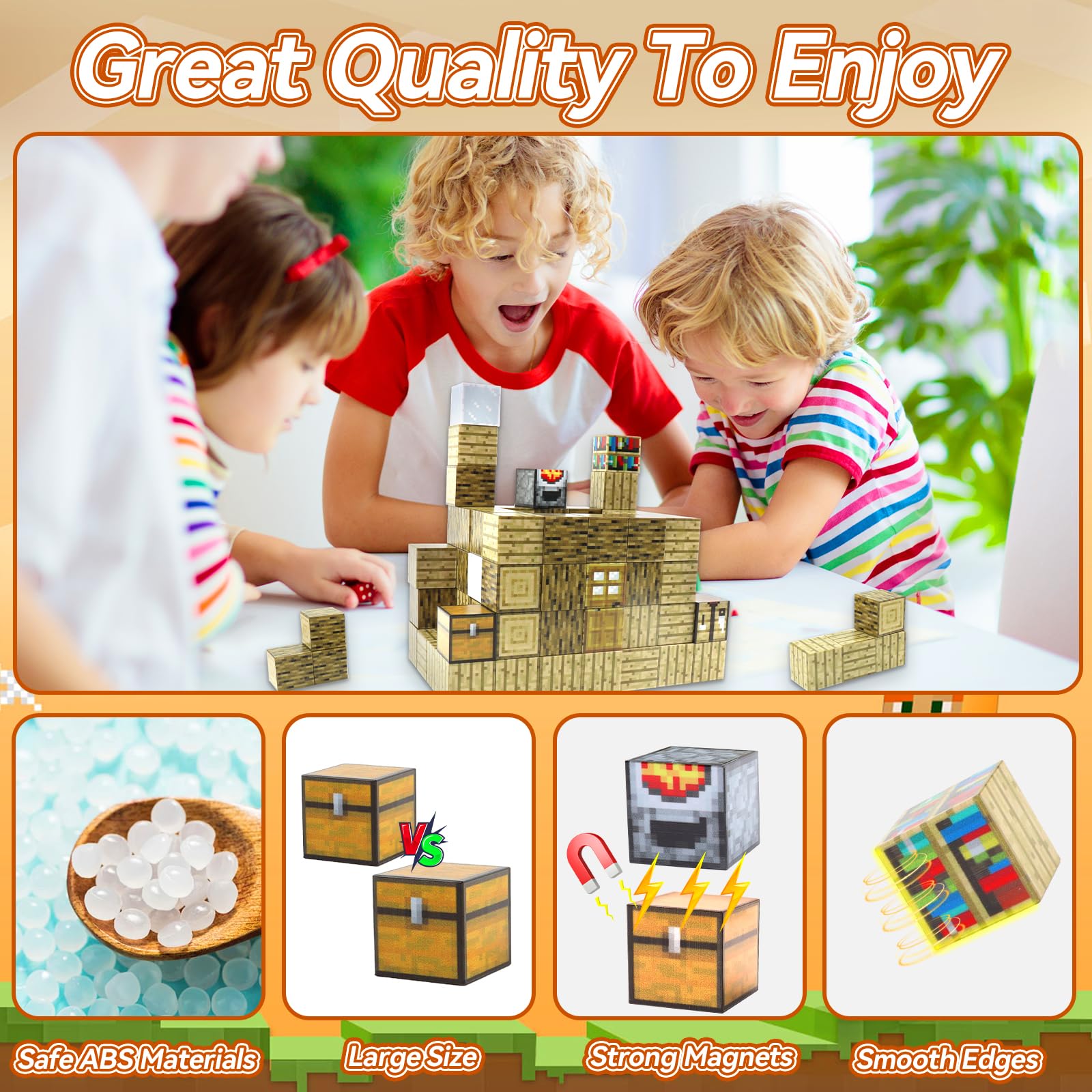 Magnetic Blocks,Magnetic Tiles Building Blocks,Build Mine Magnet World Set - Image 3
