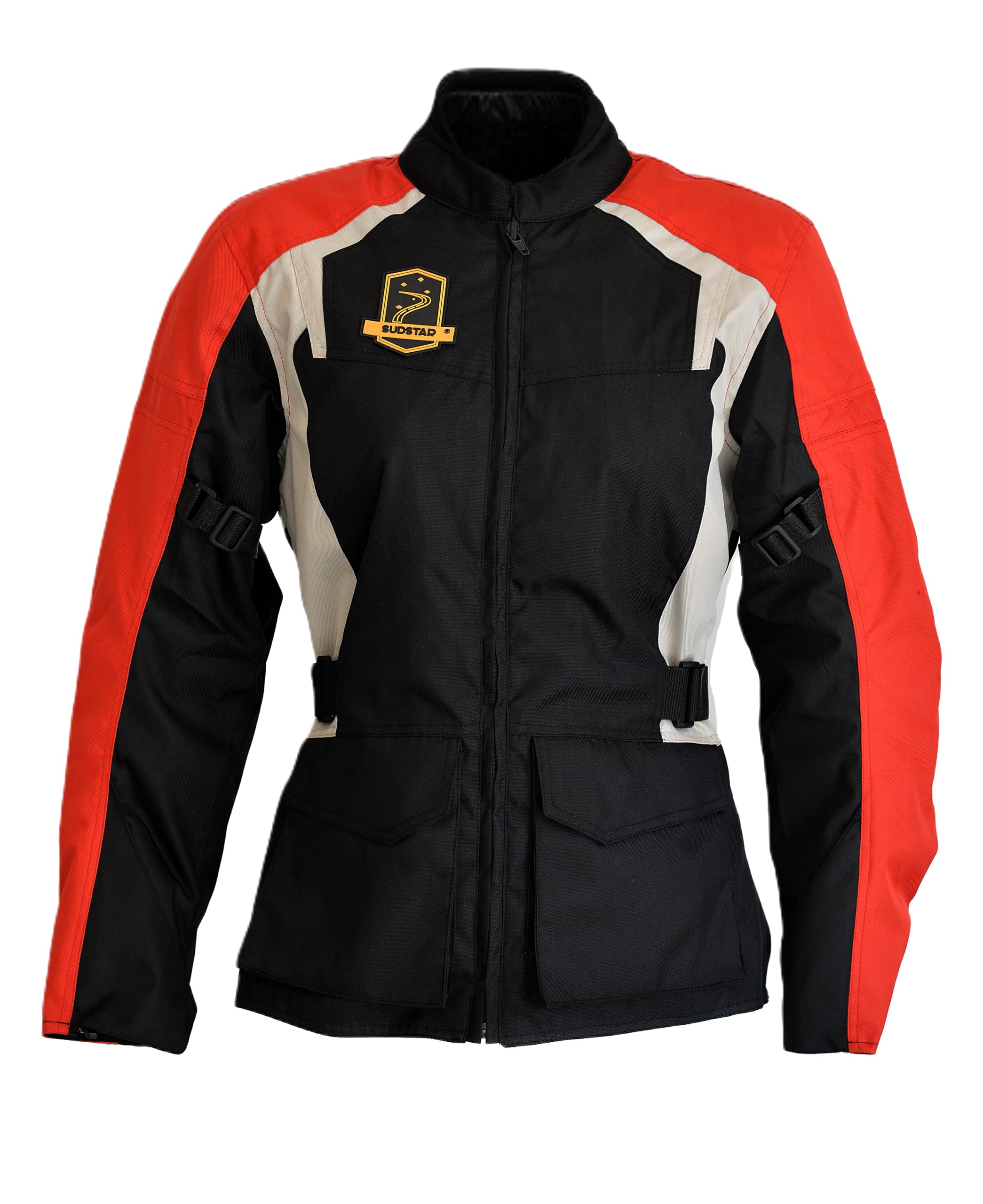 Giacca da Moto, modello ALGARVE, 4 stagioni, donna, Cordura 500D impermeabili. Protezione CE nella schiena gomiti e spalle.