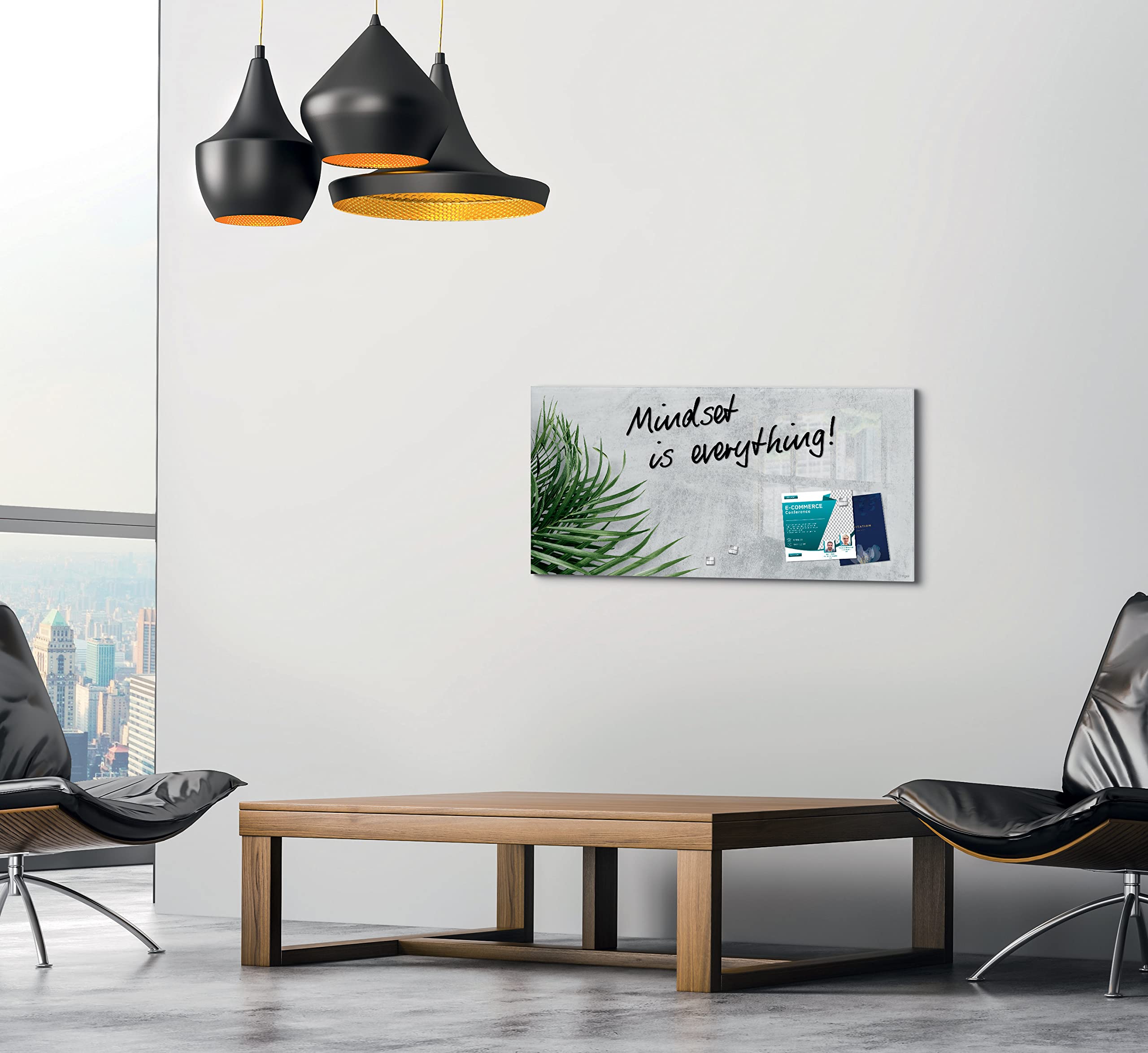 SIGEL GL288 Premium Glas-Magnettafel 91x46 cm, Design Botanic hochglänzend, SGS geprüft, einfache Montage, incl. 3 starke Magnete, Artverum