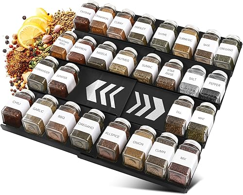 ALCOVA Organizador extensible para cajones de especias cajón ajustable de 4 niveles, bandeja organizadora de especias para una organización