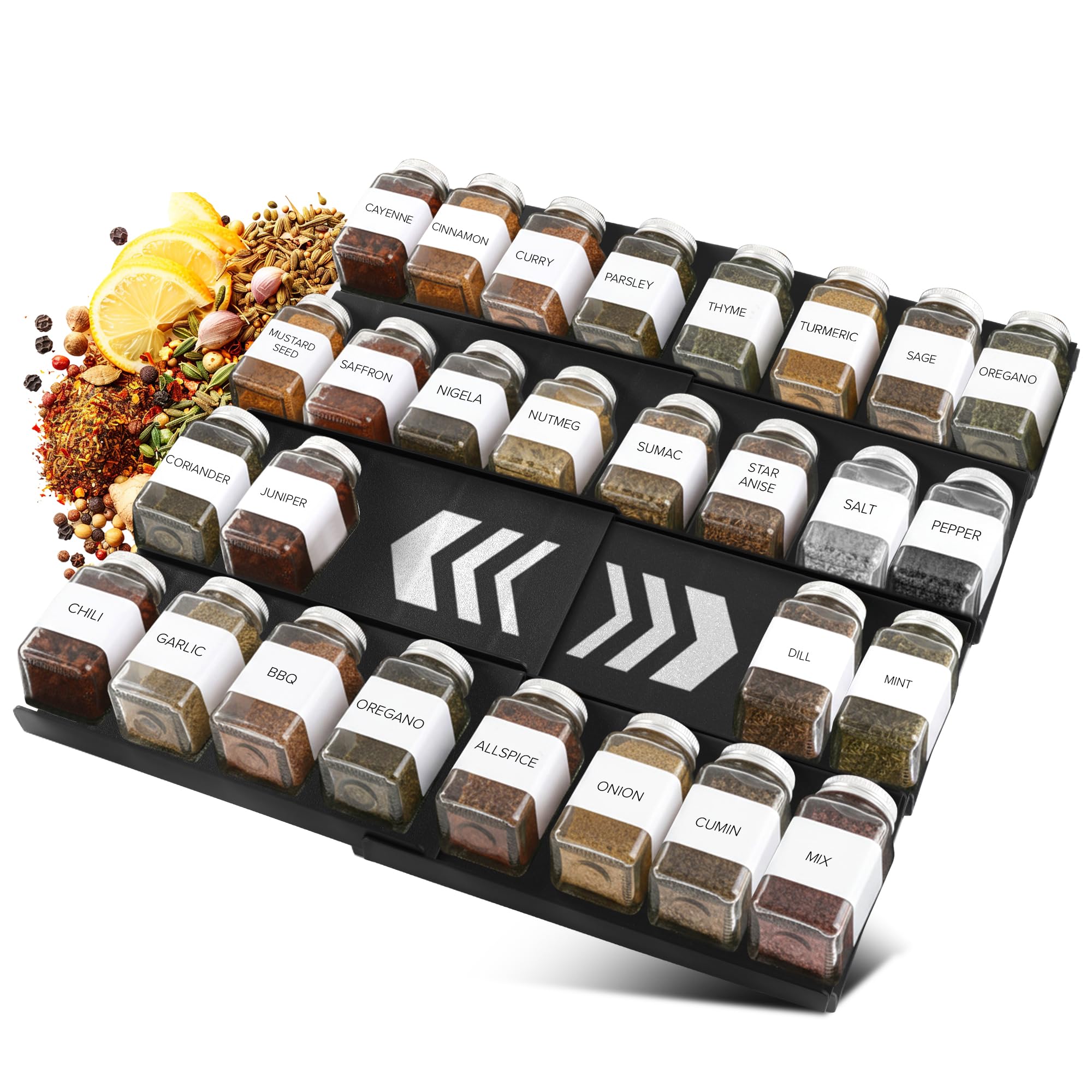 ALCOVA Spice Drawer Organizer Expandable 9-18" for Kitchen Drawer, Black