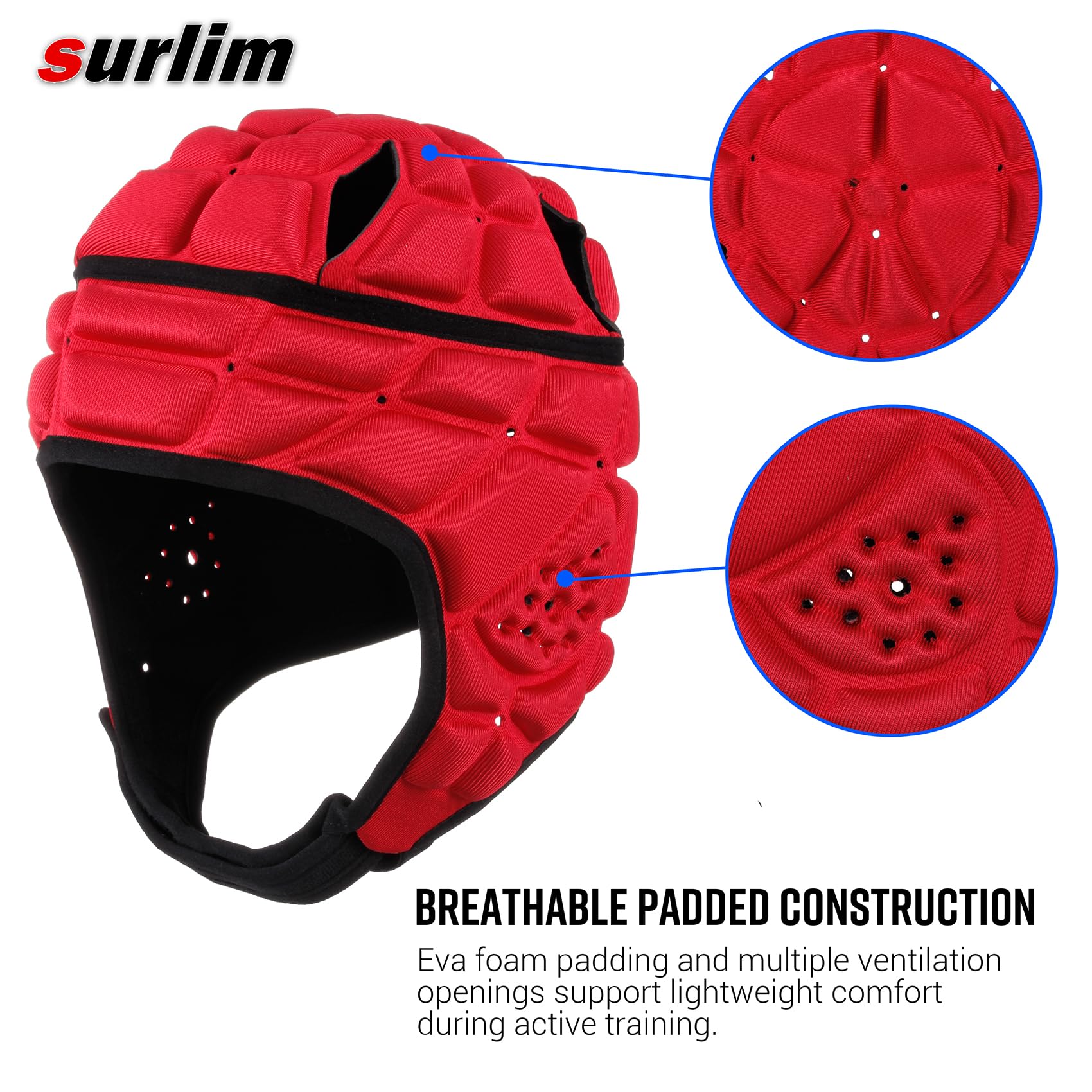 surlim Rugby - Casco suave de fútbol para adultos, talla XL, color rojo