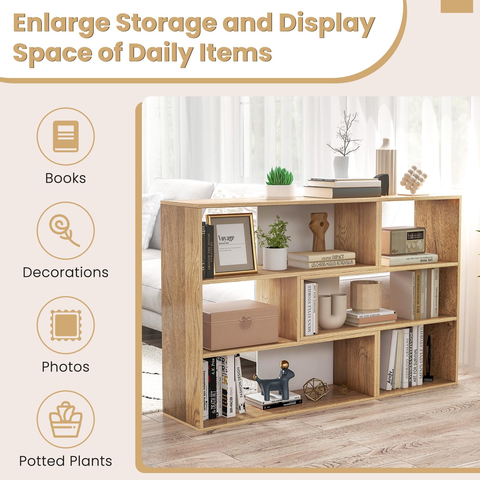 Amazon.com: Giantex 6-Cube Bookcase, 3-Tier Wooden Bookshelf with