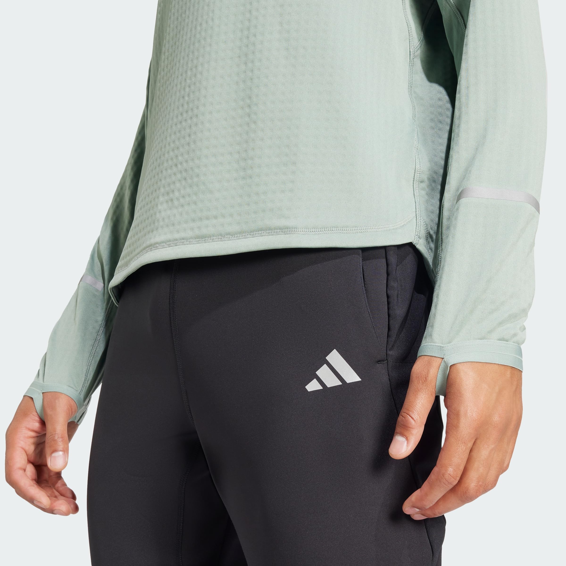 adidas Herren Ultimate High Visibility Half-Zip Longsleeve Laufbekleidung Laufshirt Silgrn - Grau L