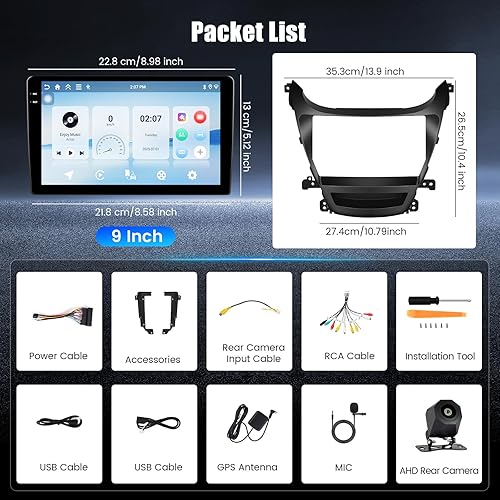 Miniatura 8 de Hikity 4+128G Android 15 Estéreo de coche para Hyundai Elantra 2014-2016, radio con pantalla táctil de 9 pulgadas con CarPlay, Android Auto,