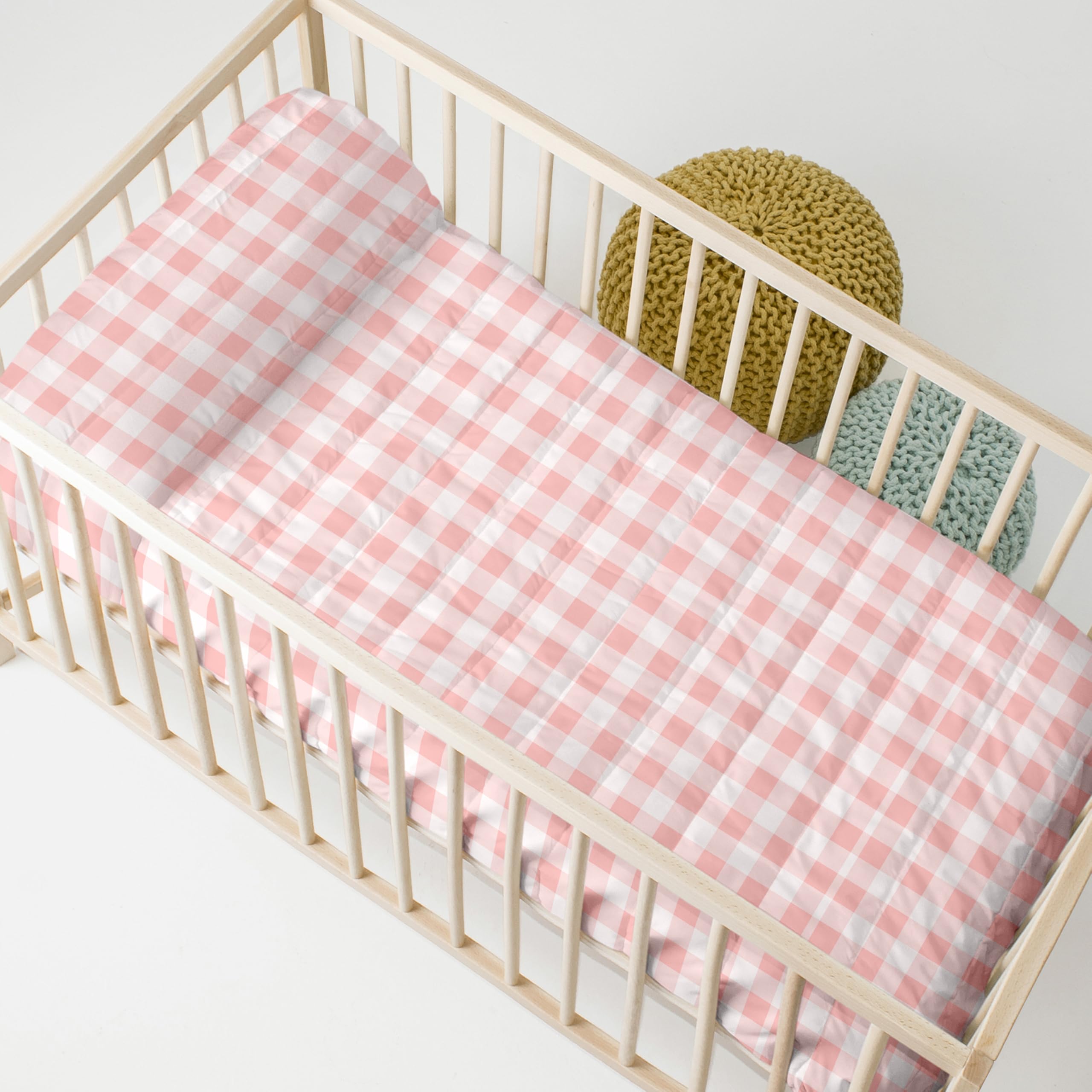 Colcha cuna rosa Vichy 100x130 cm pour des siestes douces