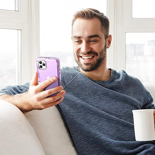 Miniatura 7 de ORIbox Funda para iPhone 15 Pro Max púrpura, protección contra caídas de grado militar de 10 pies, funda transparente resistente a prueba de golpes