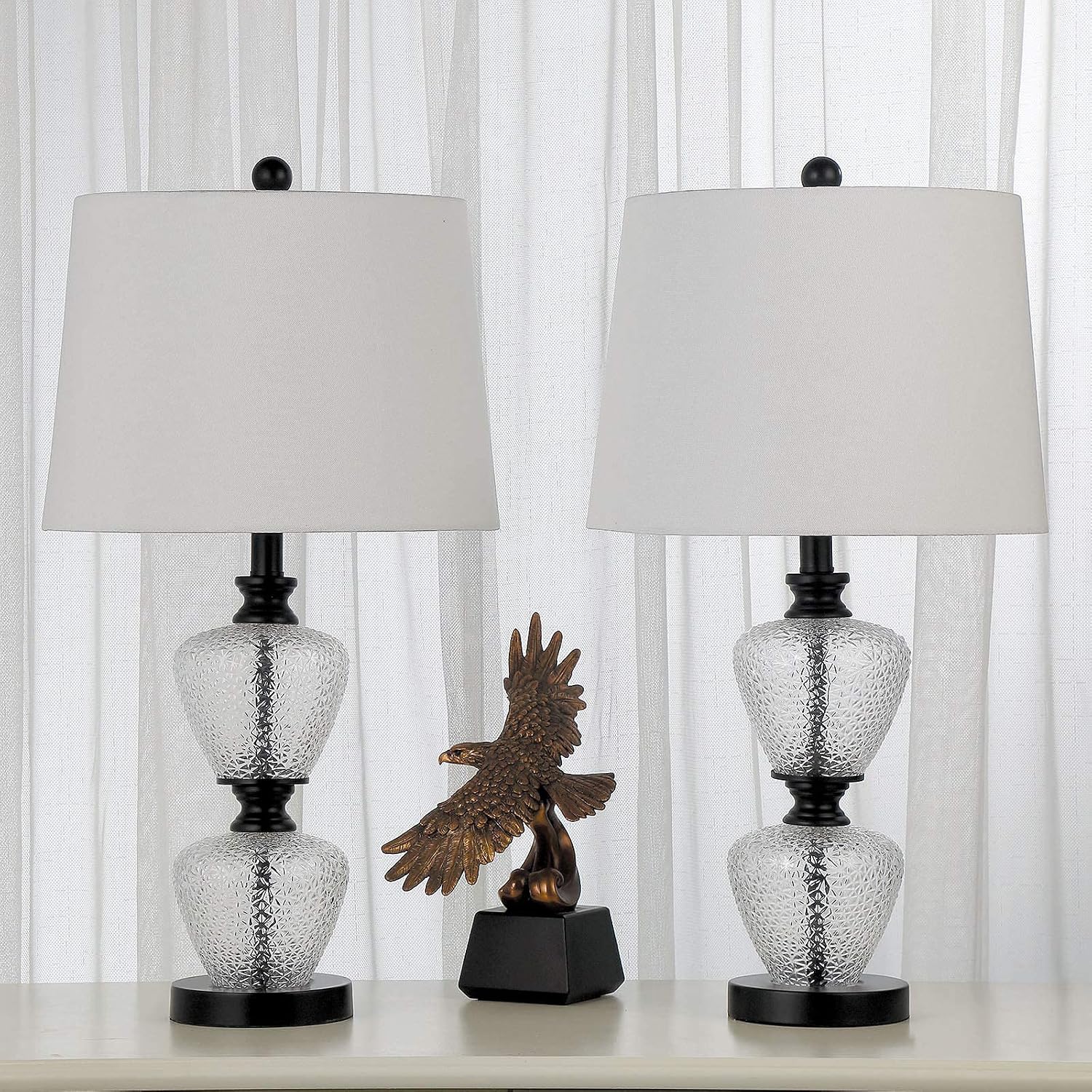 Flash Deals - 70% OFF Maxax Traditional Table Lamps Set of 2, Glass Beside Lamp for Living Room Bedroom Office Family, Black Finish Exclusive Discount 80% Offer Maxax Traditional Table Lamps Set of 2, Glass Beside Lamp for Living Room Bedroom Office Family, Black Finish