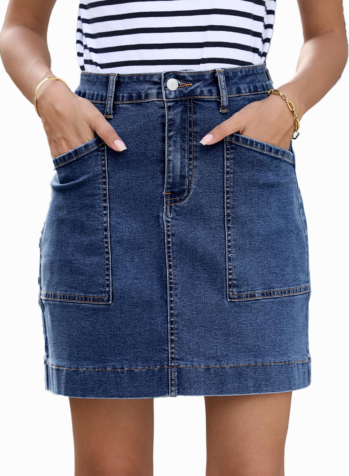 Sidefeel Women's Jean Skirt High Waisted Denim Skirt