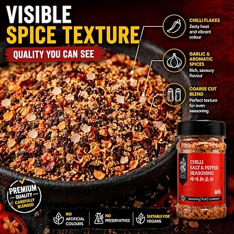 Golden Dragon Chilli Salt & Pepper Seasoning 90g – Chinese Style Salt and Pepper Mix with Chilli Garlic Five Spice Blend – Seasoning for Chicken Chips Vegetables Stir Fry Air Fryer Cooking