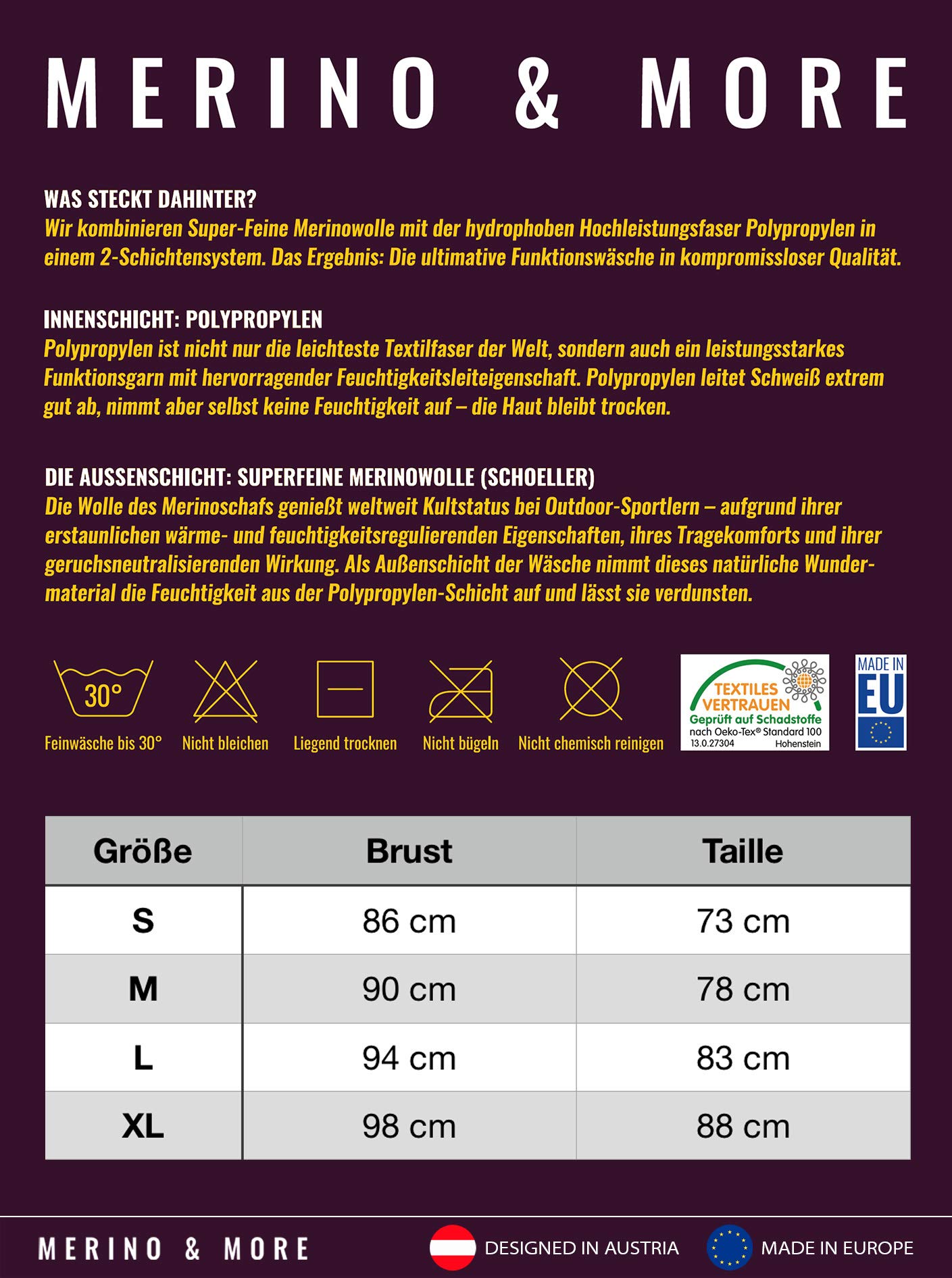 Merino & More Bielizna narciarska damska z wełny merynosów, z długim rękawem