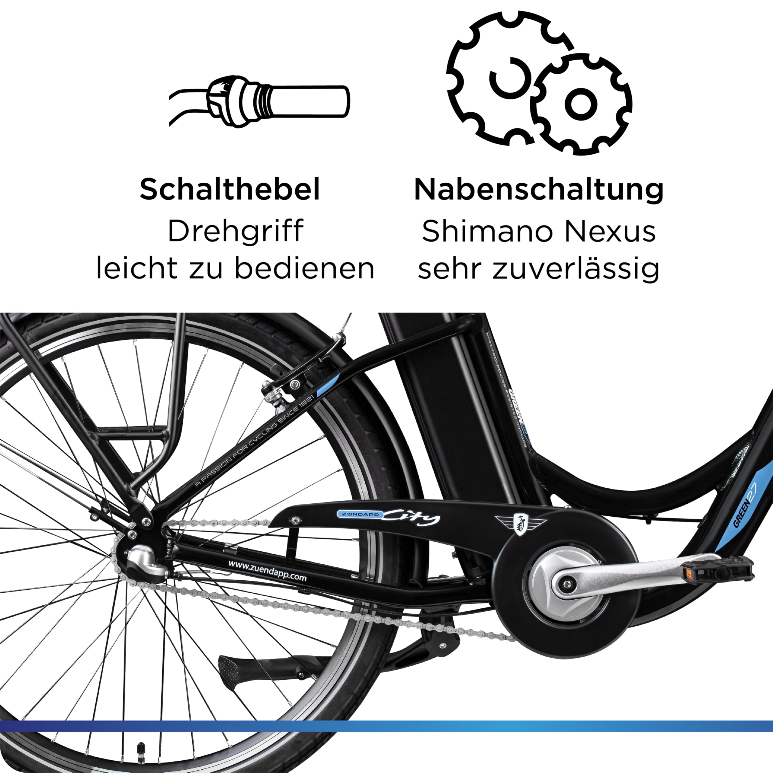 ZÜNDAPP Green 2.7 26 Zoll Ebike für Damen 26" Elektrofahrrad mit Rücktrittbremse E Bike Damen City Fahrrad Elektro Pedelec Hollandrad tiefer Einstieg (schwarz/blau, 46 cm)