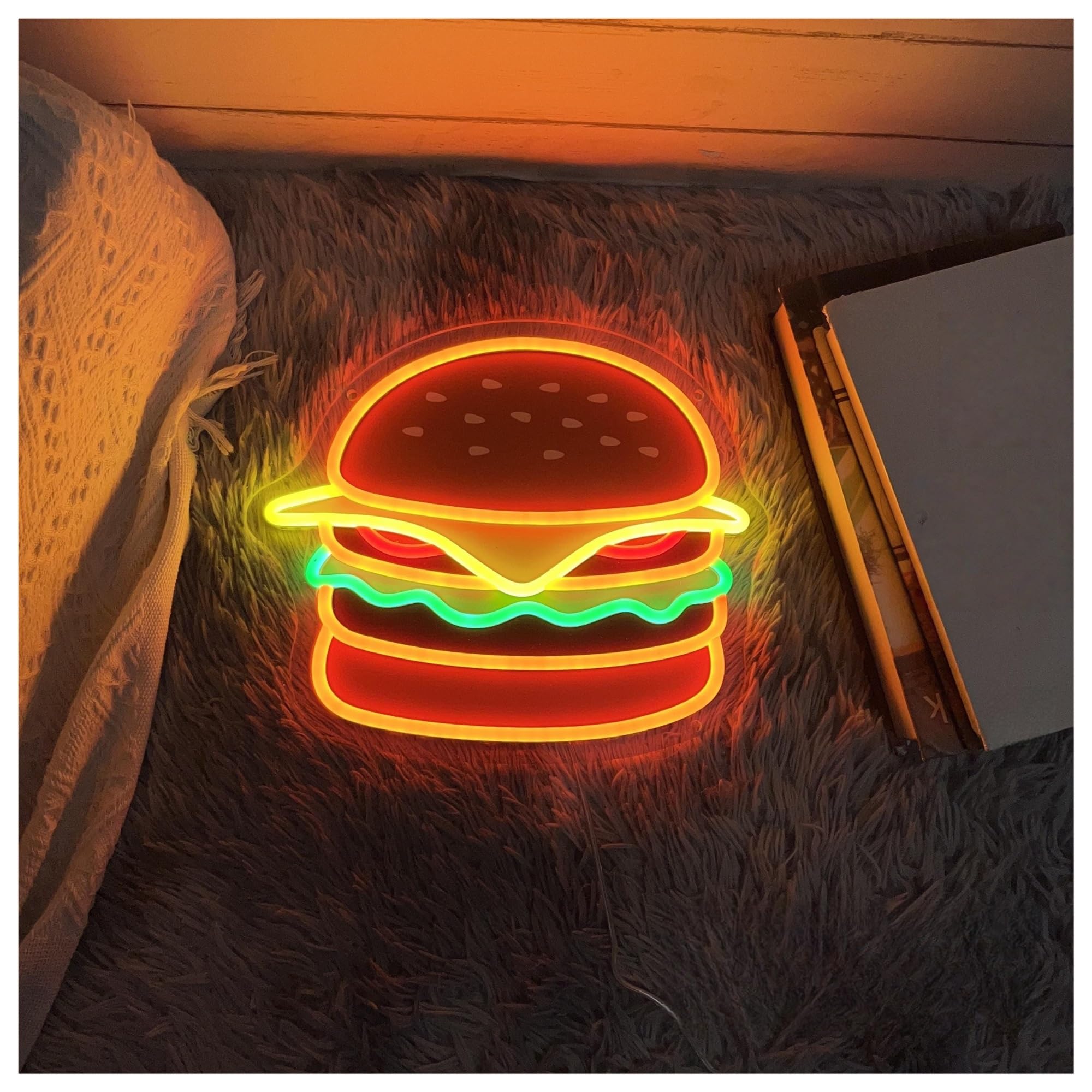 Insegna al Neon Insegna Al Neon A Per Hamburger, Luce A Con Stampa UV Per, Decorazione Da Parete Per Cucina Di Casa 30cmx35cm