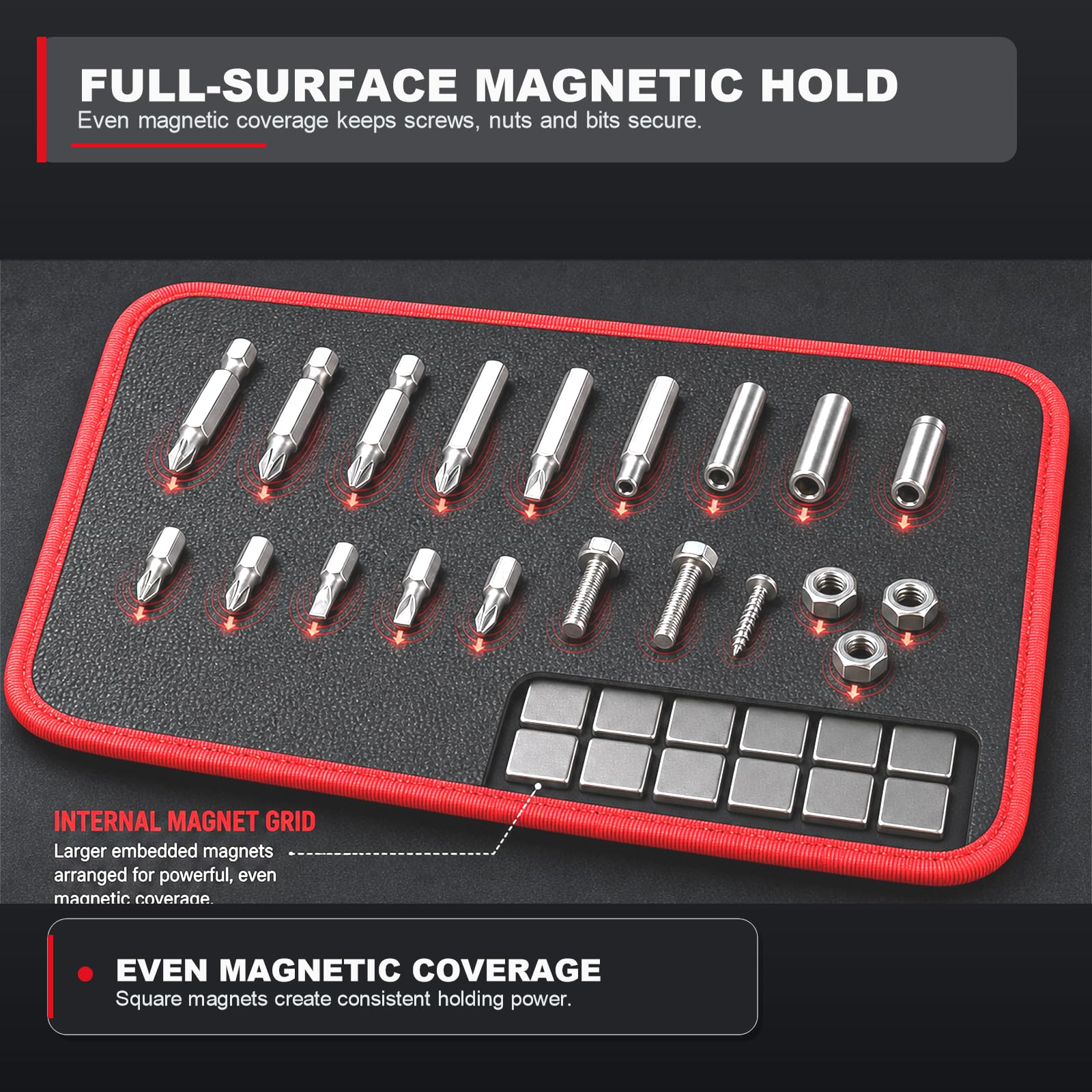Magnetisches Werkzeugmatten-Set, magnetische Pads für Werkzeuge – robuster magnetischer Werkzeughalter, flexibler Magnetmattenablage, Organizer, für Autoreparatur und Werkstatt, praktische Geschenke