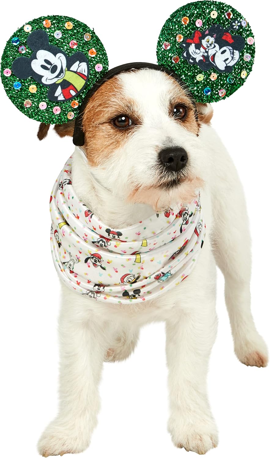 Rubie's Disney Mickey Holiday Ears and Scarf for Pets, As Shown, Small/Medium
