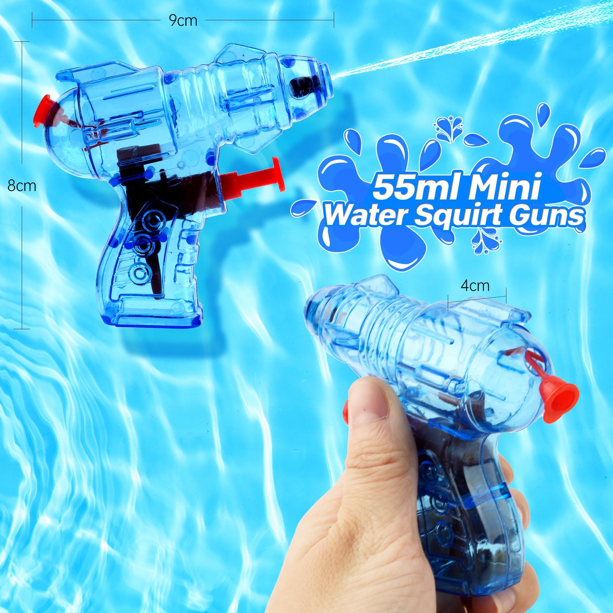 Mini pistola ad acqua per bambini, 4 pezzi pistola ad acqua piccola trasparente, pistola a spruzzo d'acqua piccola regali estivi piscina spiaggia piscina combattimento con l'acqua per bambini